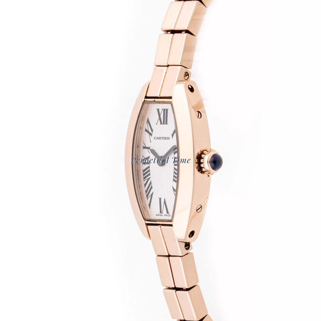 Cartier Mini Tonneau 16 x 27 mm Rose Gold 2592 Silver  Dial | Roman Numerals hour markers, Smooth bezel