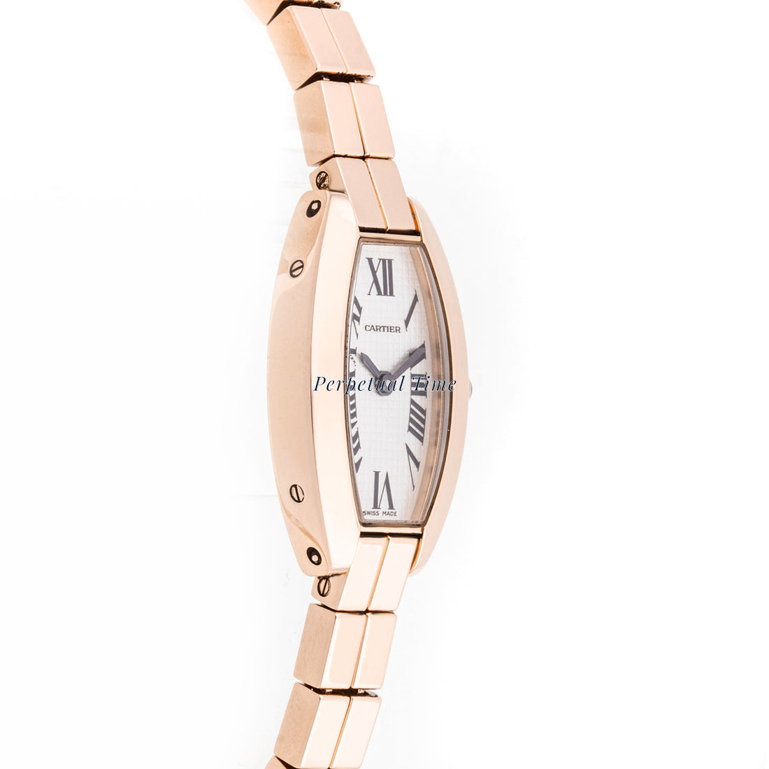 Cartier Mini Tonneau 16 x 27 mm Rose Gold 2592 Silver  Dial | Roman Numerals hour markers, Smooth bezel