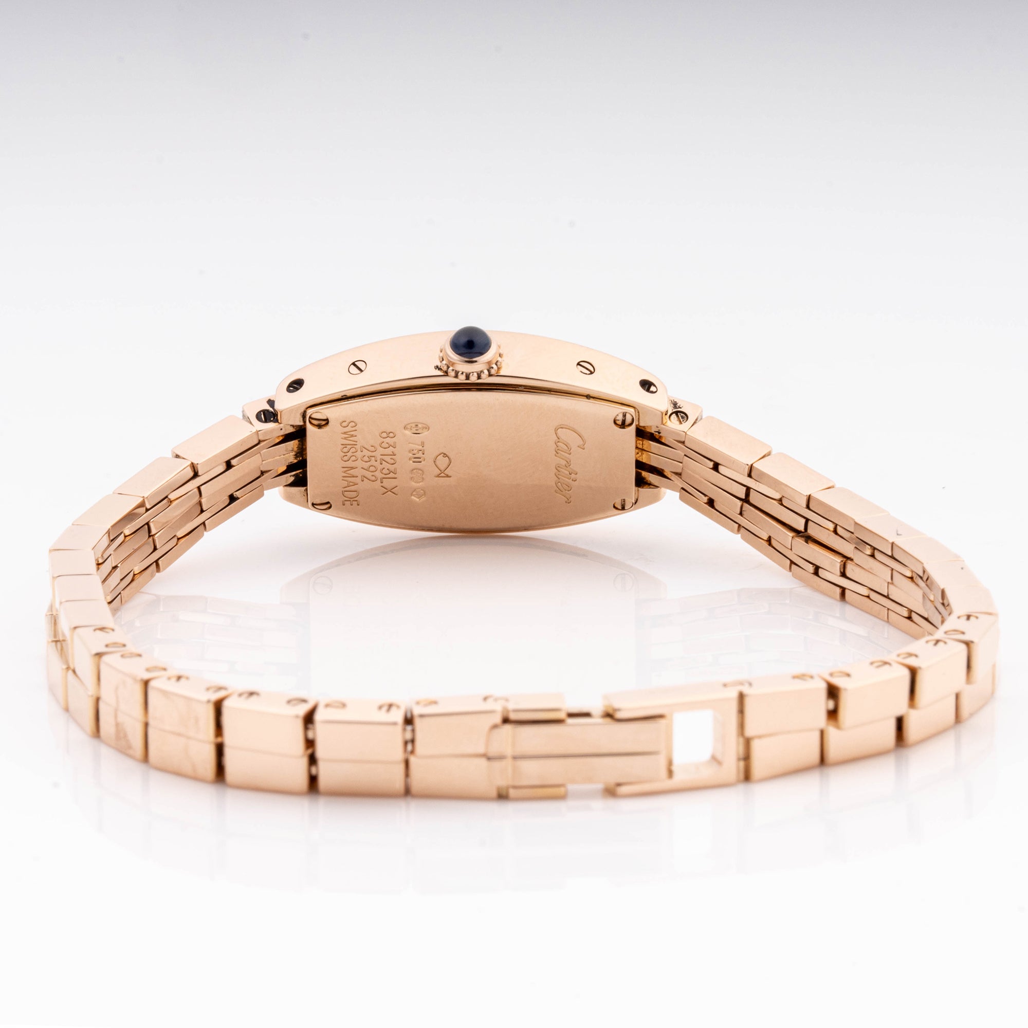 Cartier Mini Tonneau 16 x 27 mm Rose Gold 2592 Silver  Dial | Roman Numerals hour markers, Smooth bezel