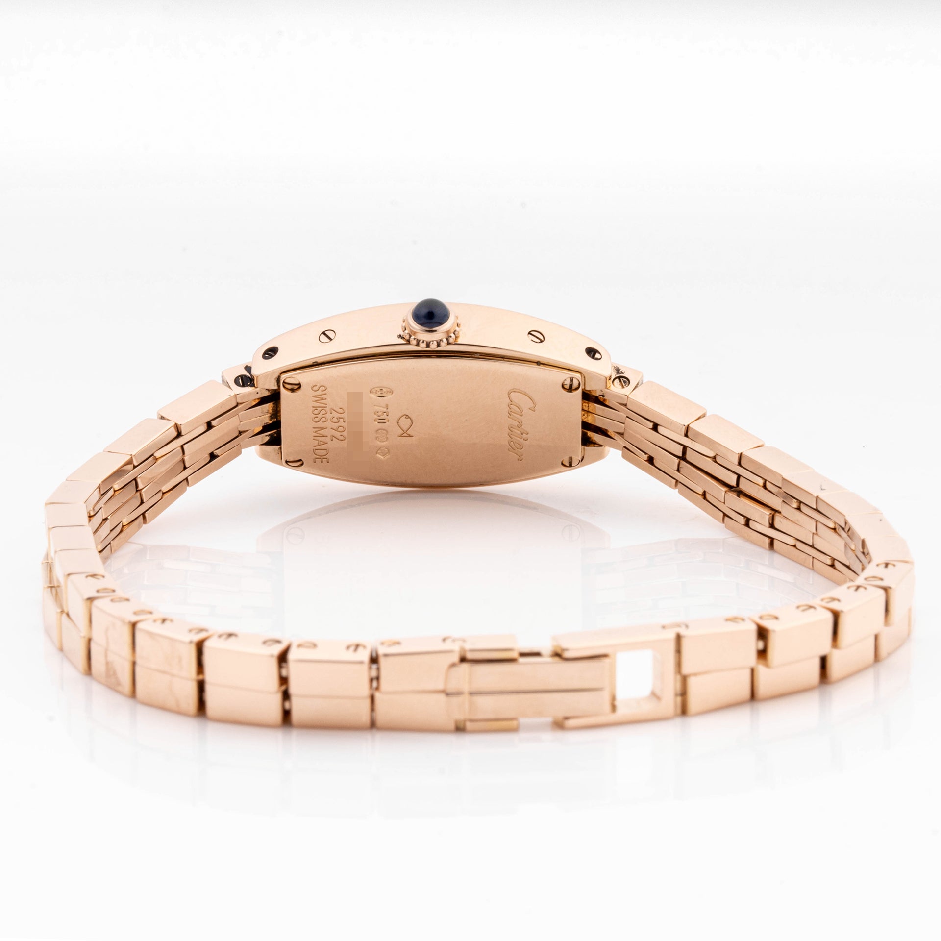 Cartier Mini Tonneau 16 x 27 mm Rose Gold 2592 Silver  Dial | Roman Numerals hour markers, Smooth bezel