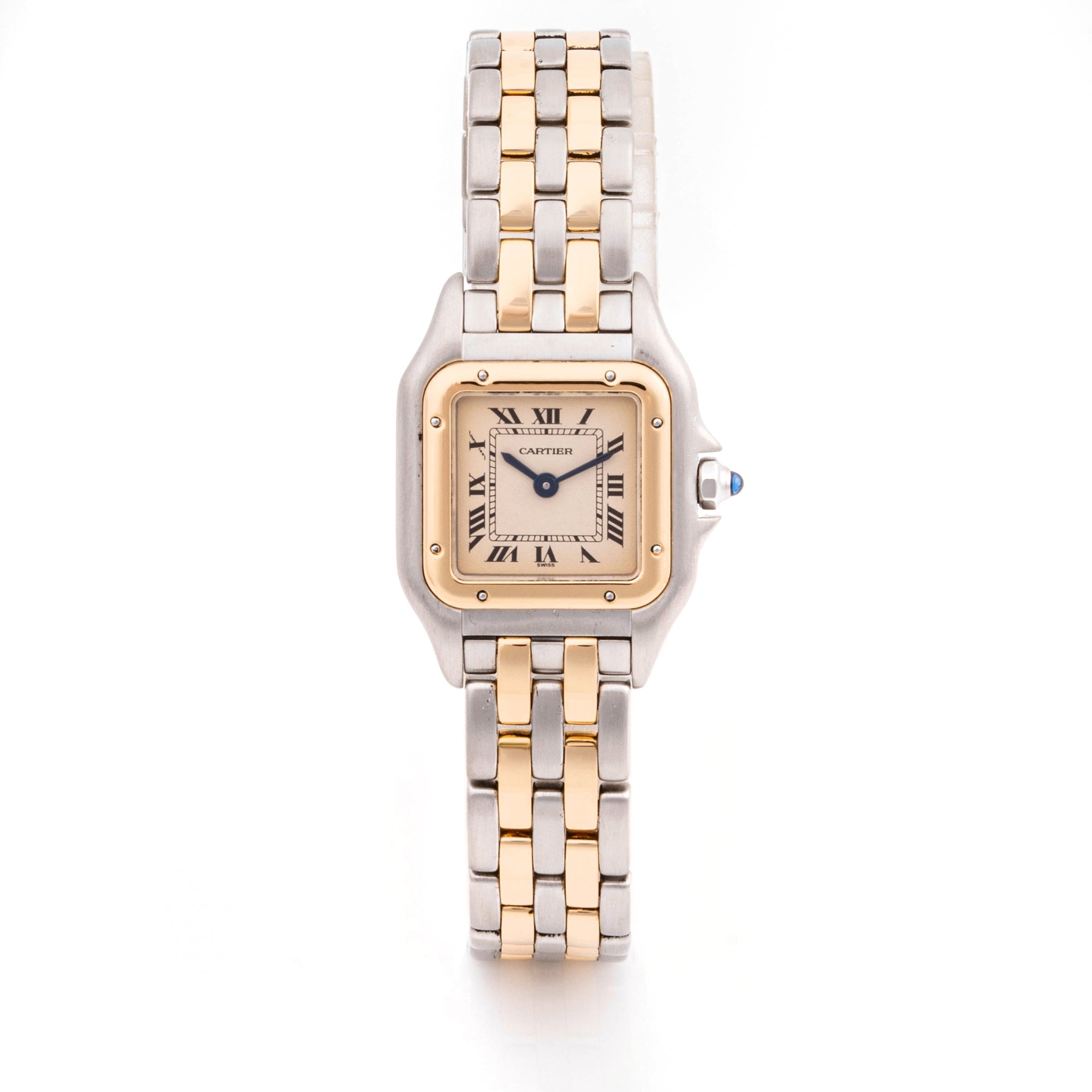 Cartier Panthère 22 x 29 mm Stainless Steel & Yellow Gold 1057917 Off-white  Dial | Roman Numerals hour markers, Smooth bezel