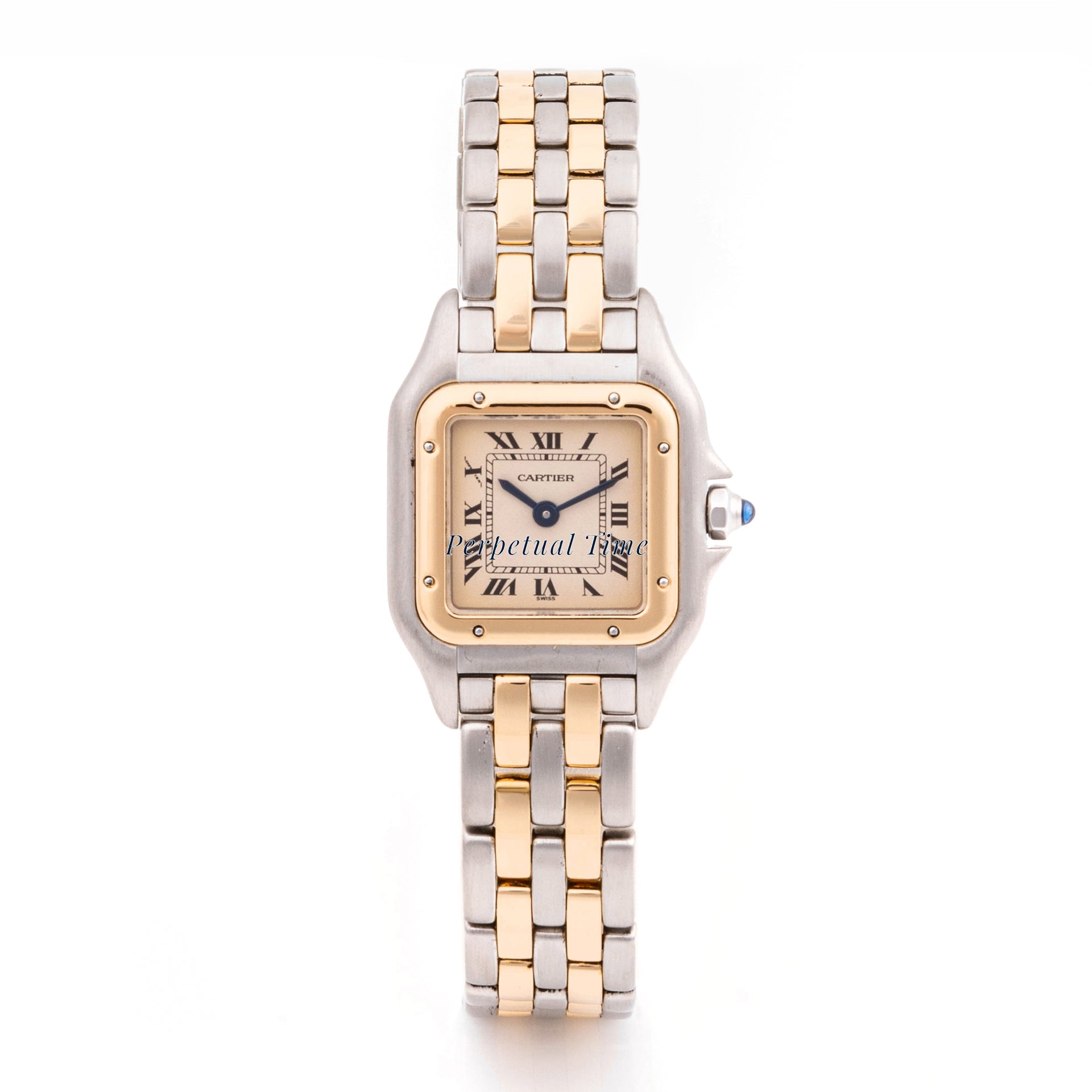 Cartier Panthère 22 x 29 mm Stainless Steel & Yellow Gold 1057917 Off-white  Dial | Roman Numerals hour markers, Smooth bezel