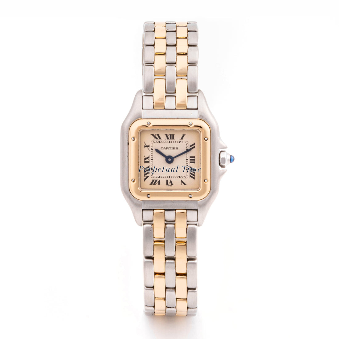 Cartier Panthère 22 x 29 mm Stainless Steel & Yellow Gold 1057917 Off-white  Dial | Roman Numerals hour markers, Smooth bezel
