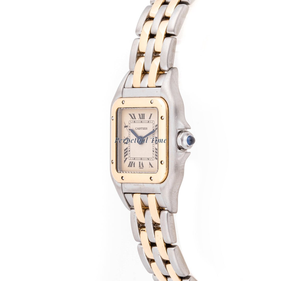 Cartier Panthère 22 x 29 mm Stainless Steel & Yellow Gold 1057917 Off-white  Dial | Roman Numerals hour markers, Smooth bezel