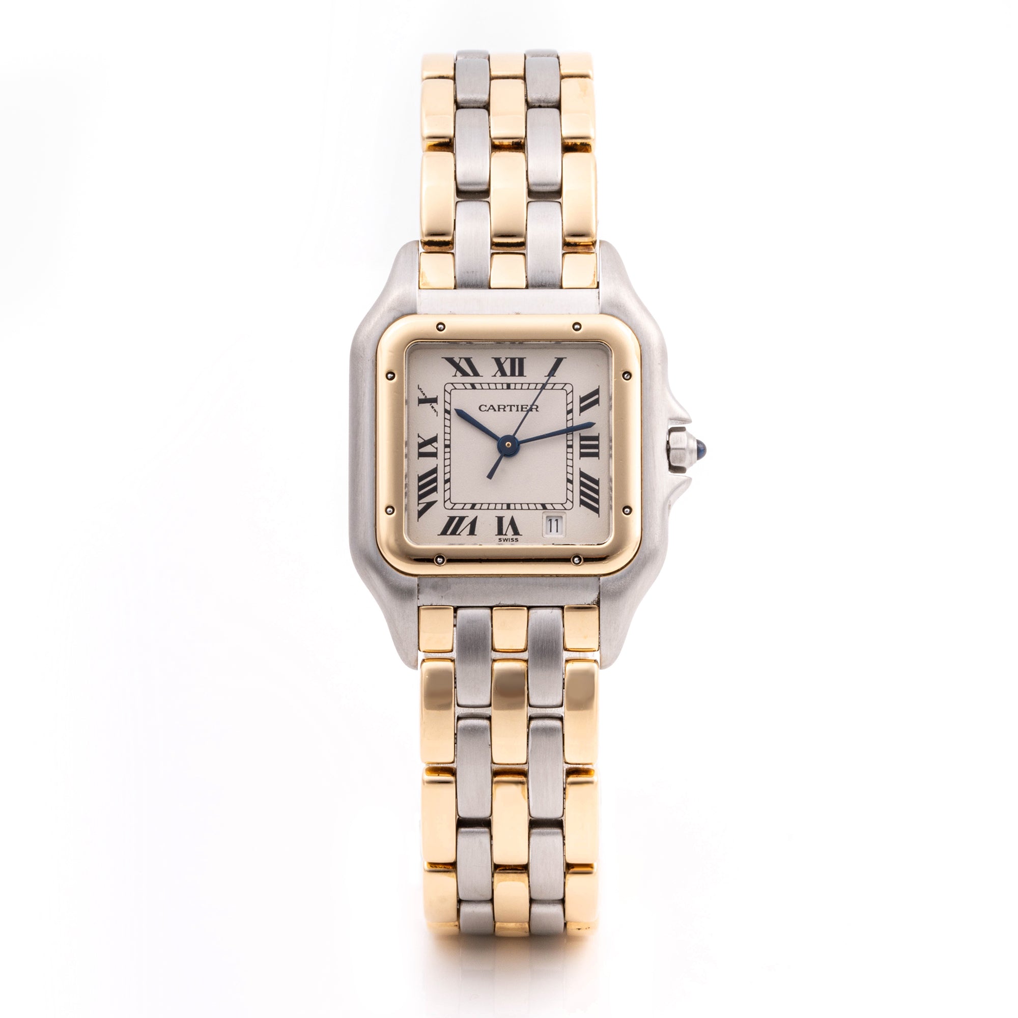 Cartier Panthère 27 x 36 mm Stainless Steel & Yellow Gold 110000R Off-white  Dial | Roman Numerals hour markers, Smooth bezel
