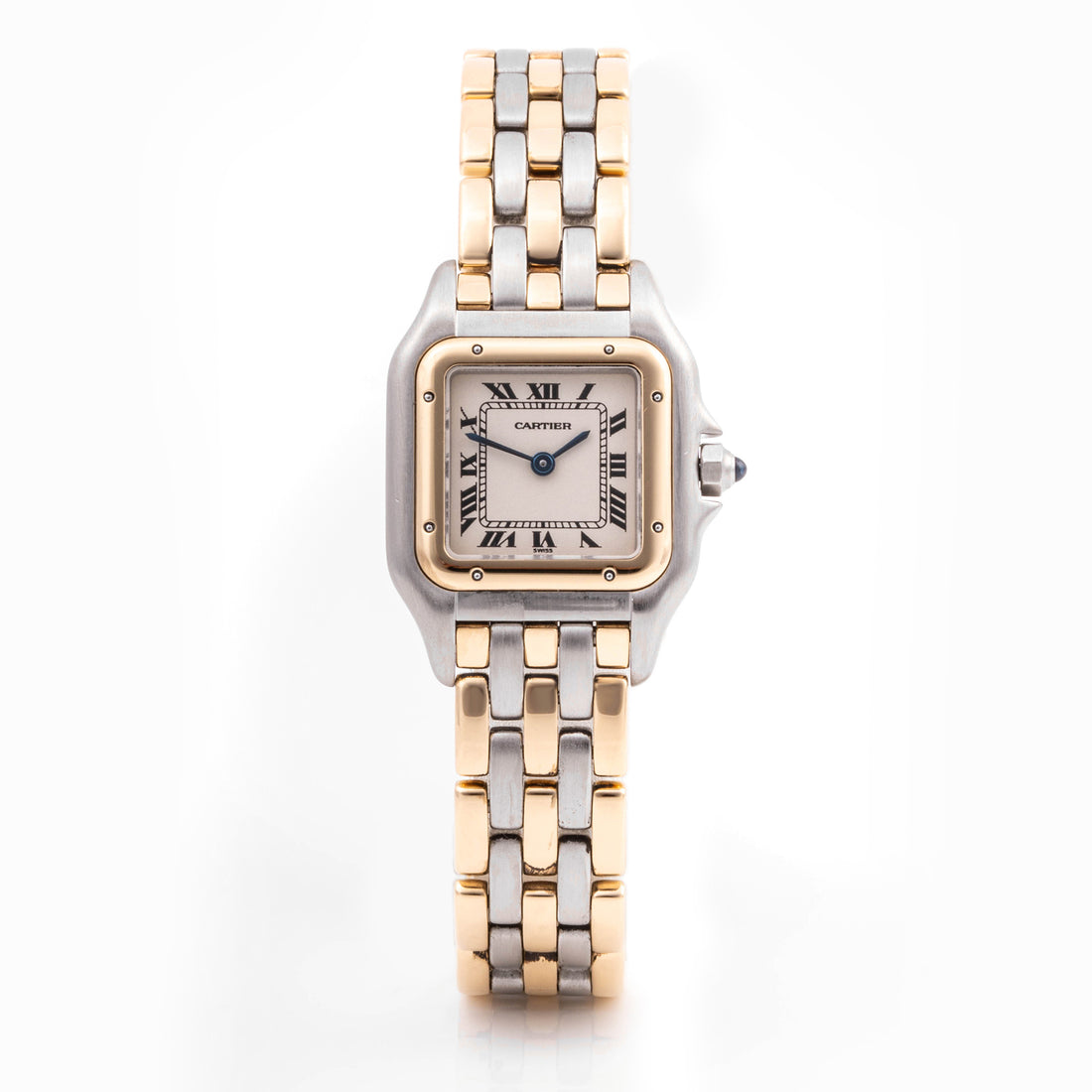 Cartier Panthère 22 mm Stainless Steel & Yellow Gold 166921 Off-white  Dial | Roman Numerals hour markers, Smooth bezel