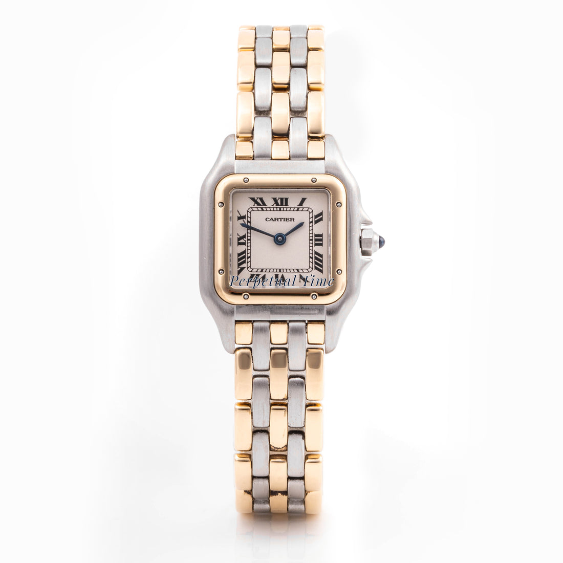 Cartier Panthère 22 mm Stainless Steel & Yellow Gold 166921 Off-white  Dial | Roman Numerals hour markers, Smooth bezel