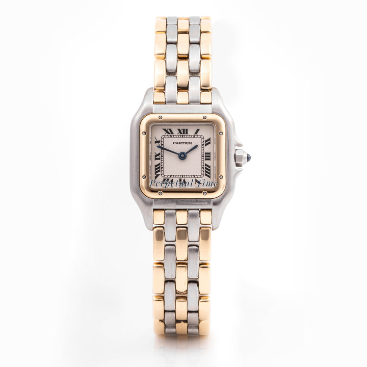Cartier Panthère 22 mm Stainless Steel & Yellow Gold 166921 Off-white  Dial | Roman Numerals hour markers, Smooth bezel
