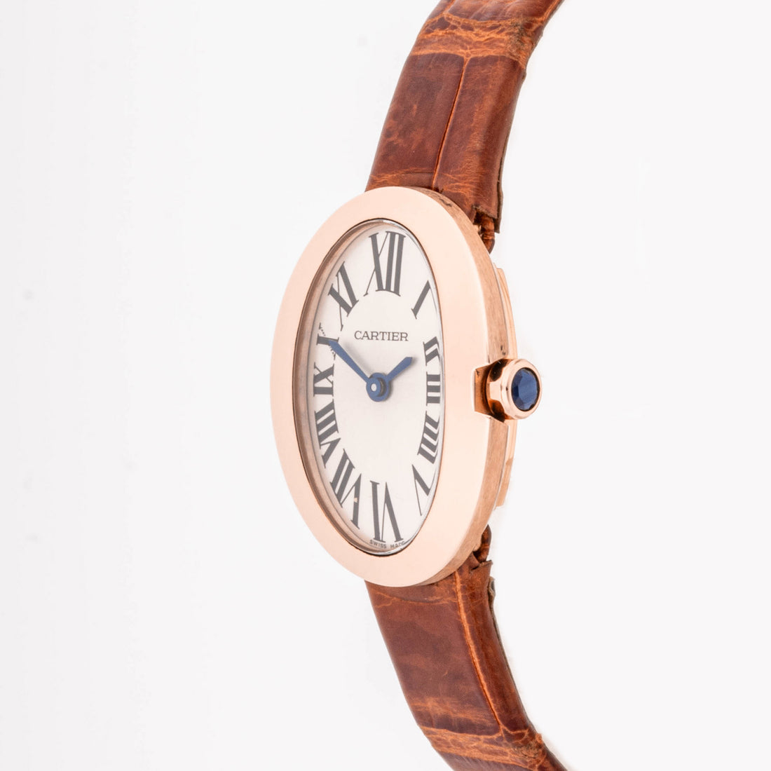 Cartier Baignoire 19 mm x 25 mm Rose Gold 3099 Off-white  Dial | Roman Numerals hour markers, Smooth bezel