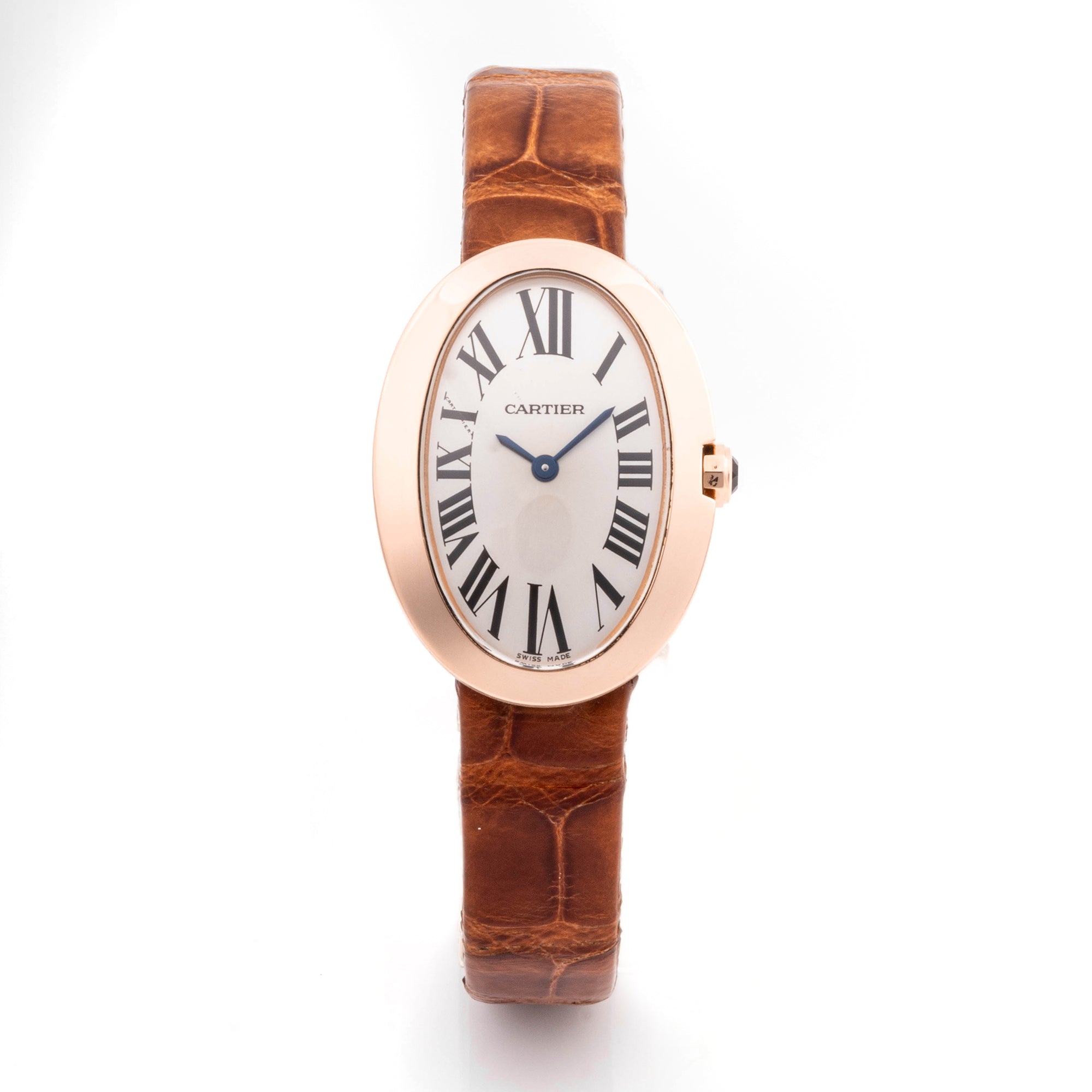 Cartier Baignoire 20 x 27 mm Rose gold 3084 Off-white  Dial | Roman Numerals hour markers, Smooth bezel