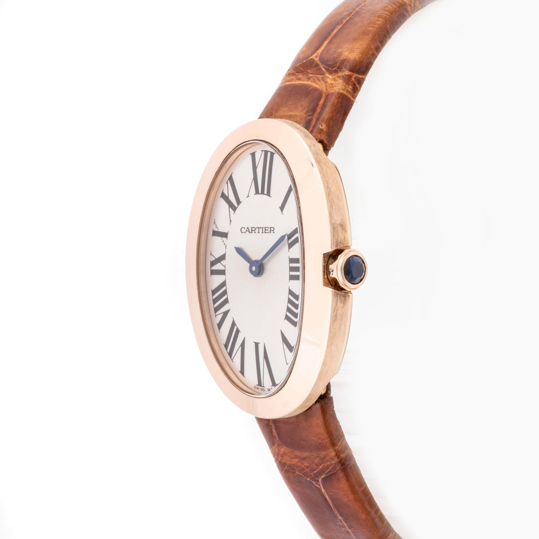 Cartier Baignoire 20 x 27 mm Rose gold 3084 Off-white  Dial | Roman Numerals hour markers, Smooth bezel