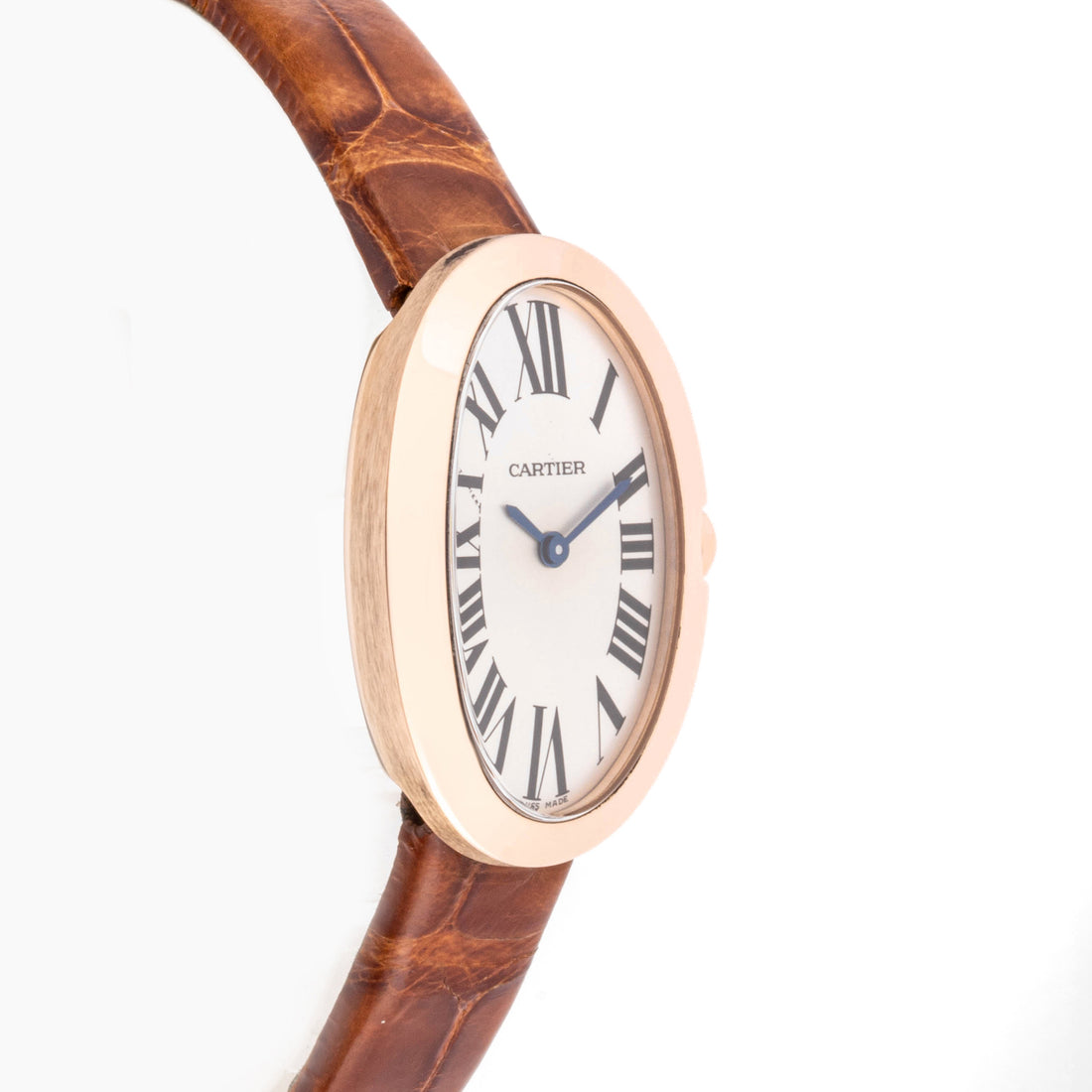 Cartier Baignoire 20 x 27 mm Rose gold 3084 Off-white  Dial | Roman Numerals hour markers, Smooth bezel