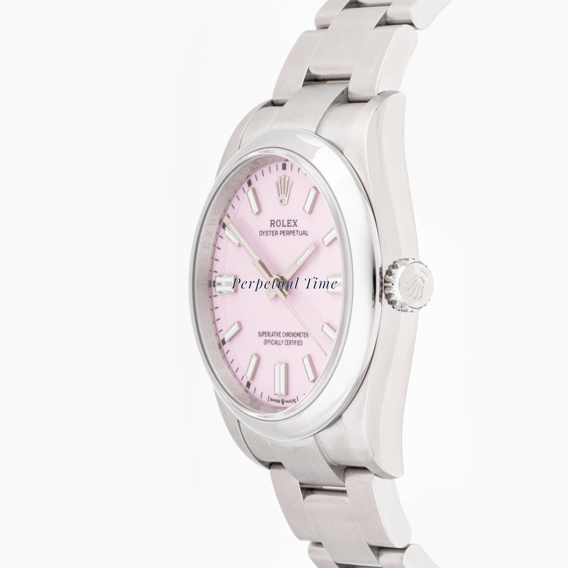 Rolex Oyster Perpetual 36 mm Stainless Steel 126000 Pink  Dial | Index hour markers, Smooth bezel