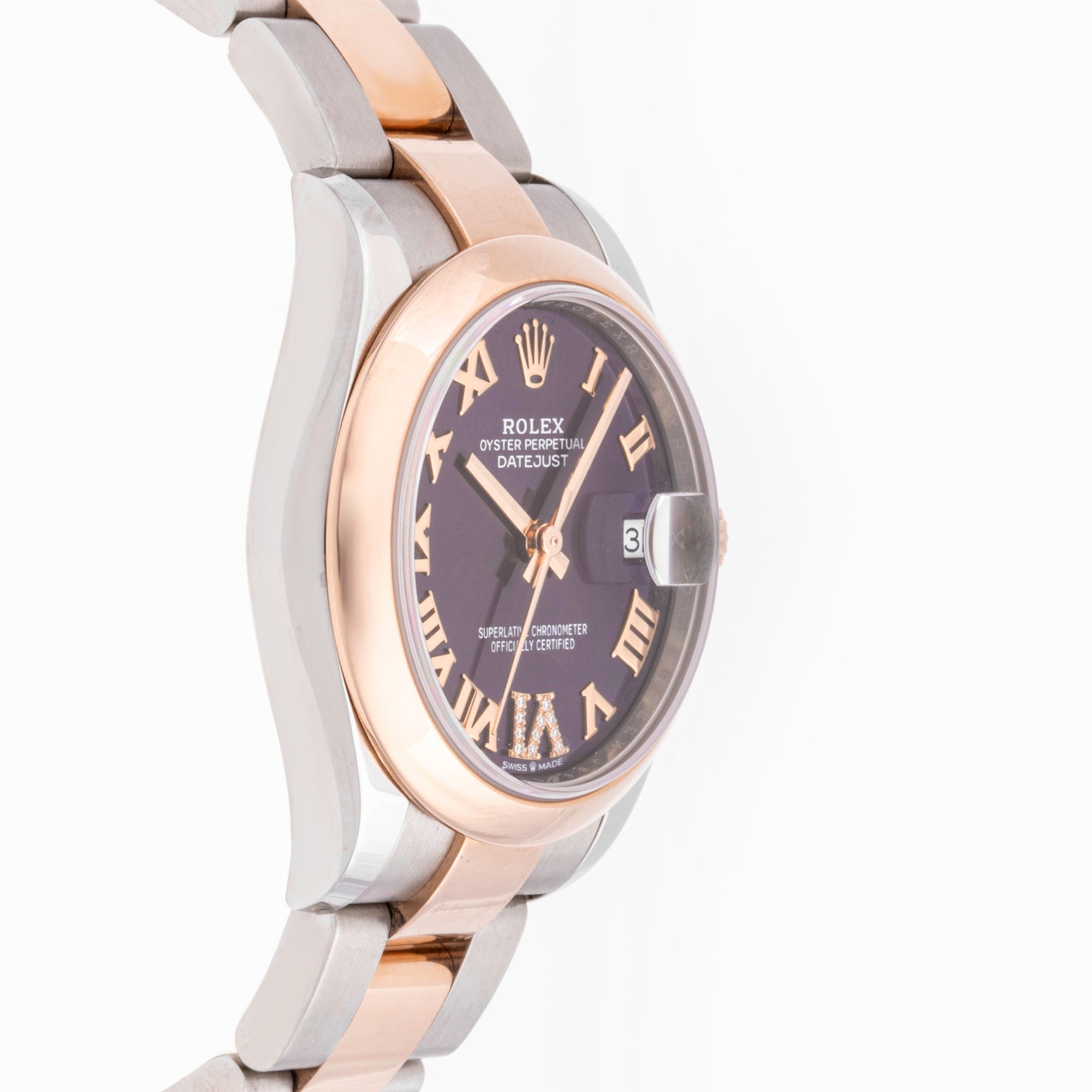 Rolex Datejust 31 mm Rose Gold & Stainless Steel 278241 Aubergine  Dial | Roman Numerals hour markers, Smooth bezel