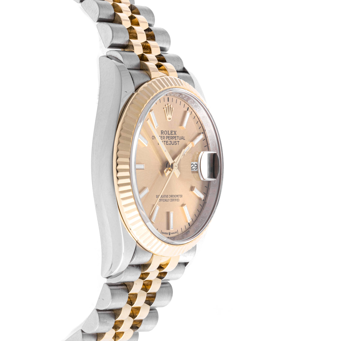Rolex Datejust 36 mm Yellow Gold & Stainless Steel 126233 Champagne  Dial | Stick hour markers, Fluted bezel