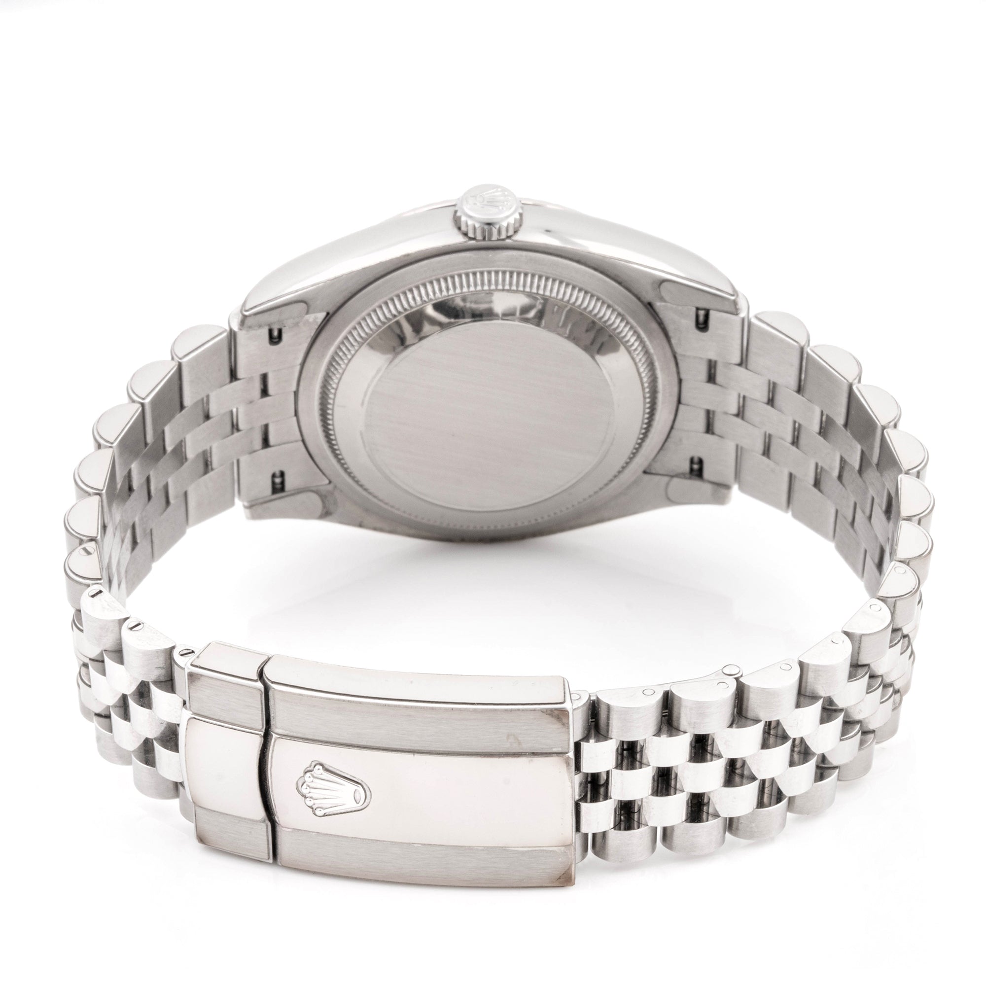 Rolex Datejust 36 mm White Gold & Stainless Steel 126234 Green Palm Dial | Index hour markers, Fluted bezel