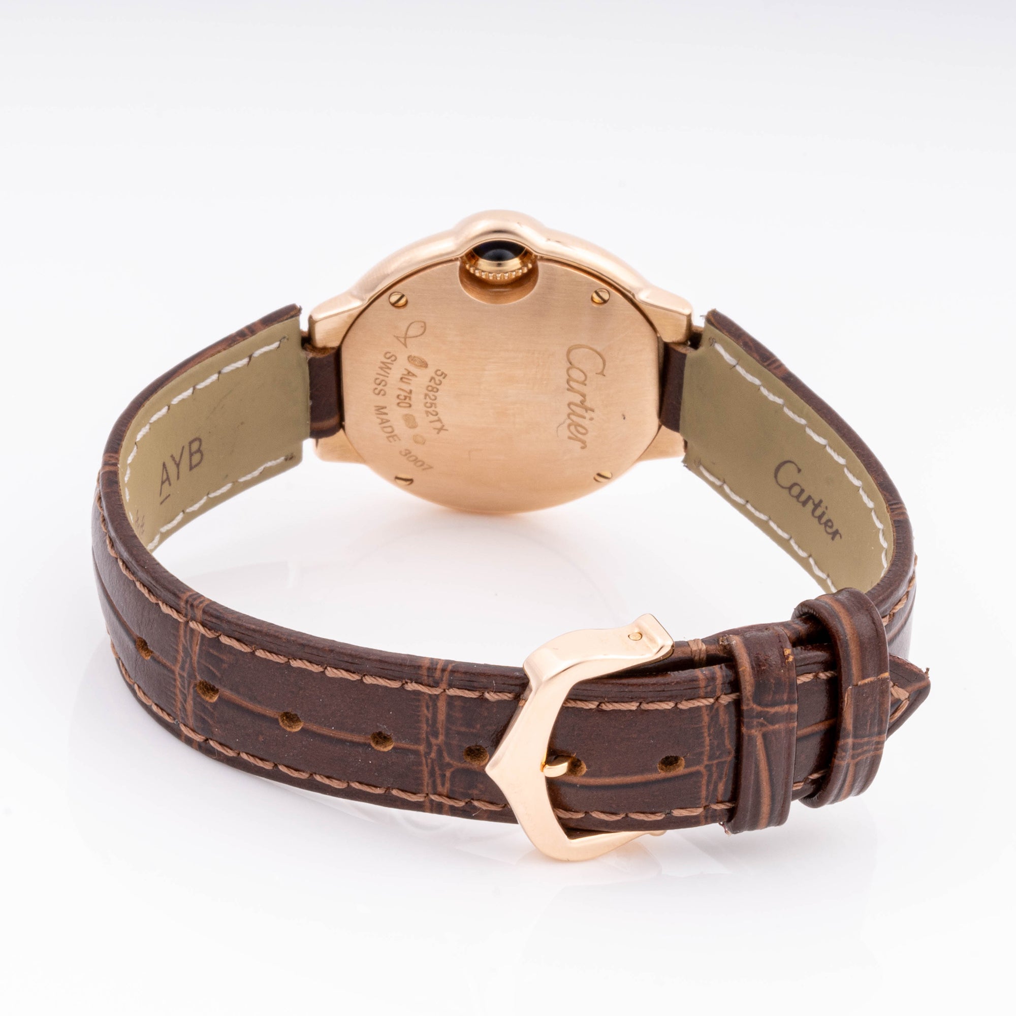 Cartier Ballon Bleu 28 mm Rose Gold 3007 Silver  Dial | Roman Numerals hour markers, Smooth bezel