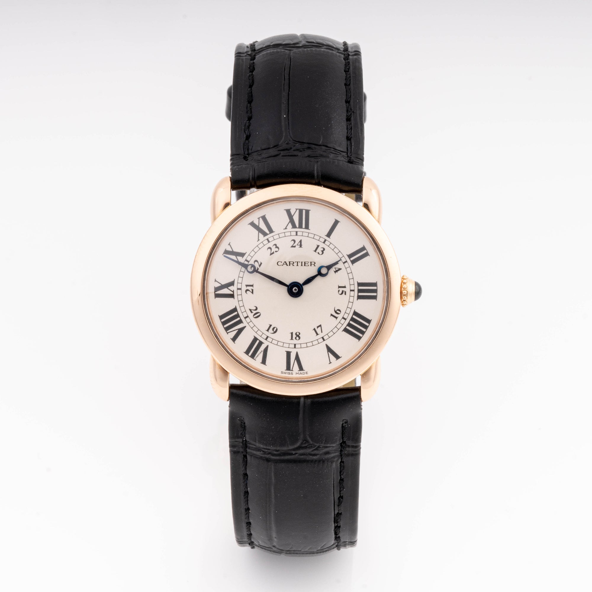 Cartier Ronde Louis 29 mm Rose Gold 2886 Off-white  Dial | Roman Numerals hour markers, Smooth bezel
