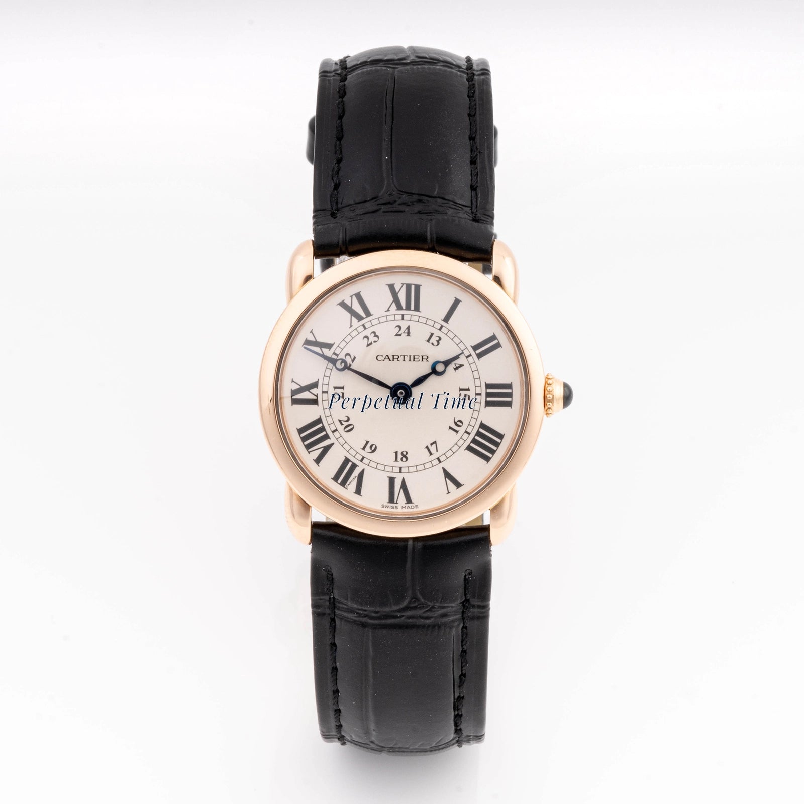 Cartier Ronde Louis Silver Roman Dial on Leather Strap W6800151