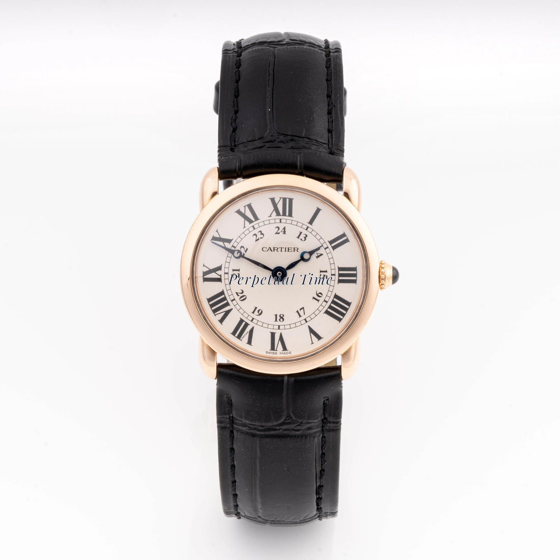 Cartier Ronde Louis Silver Roman Dial on Leather Strap W6800151