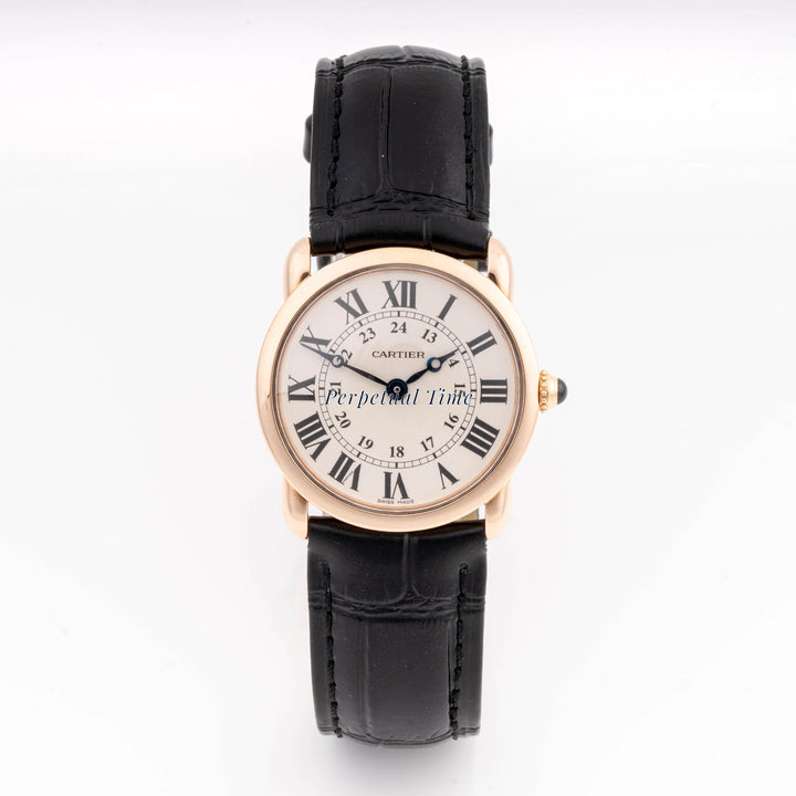 Cartier Ronde Louis Silver Roman Dial on Leather Strap W6800151