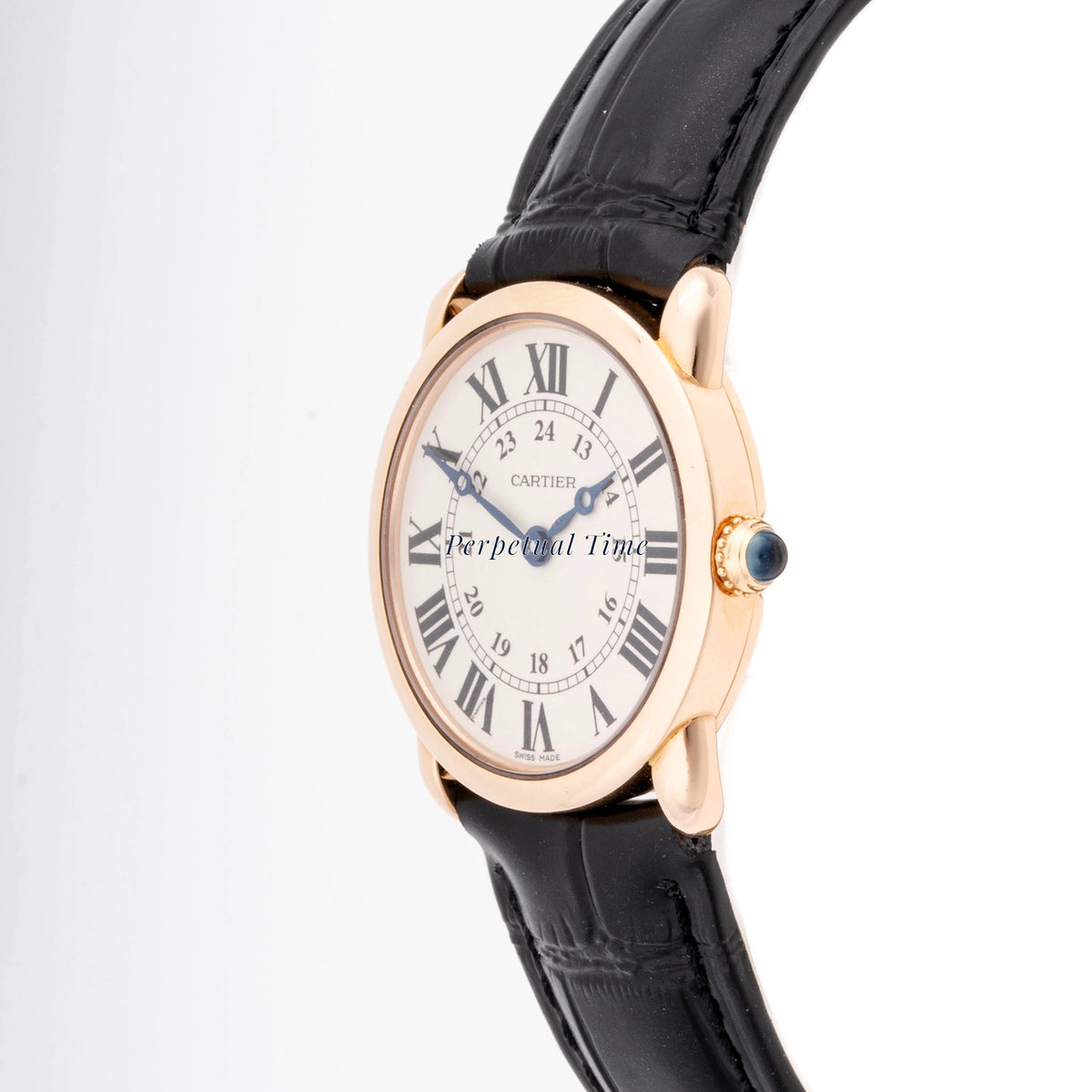 Cartier Ronde Louis Silver Roman Dial on Leather Strap W6800151