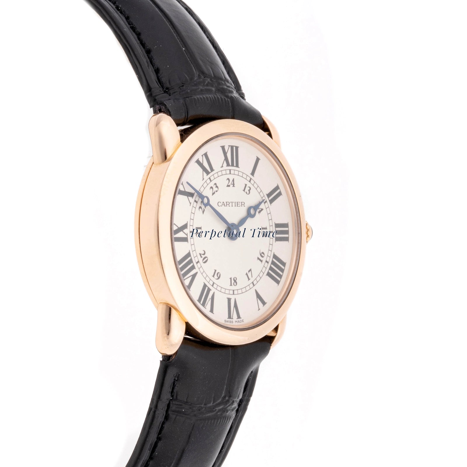 Cartier Ronde Louis Silver Roman Dial on Leather Strap W6800151