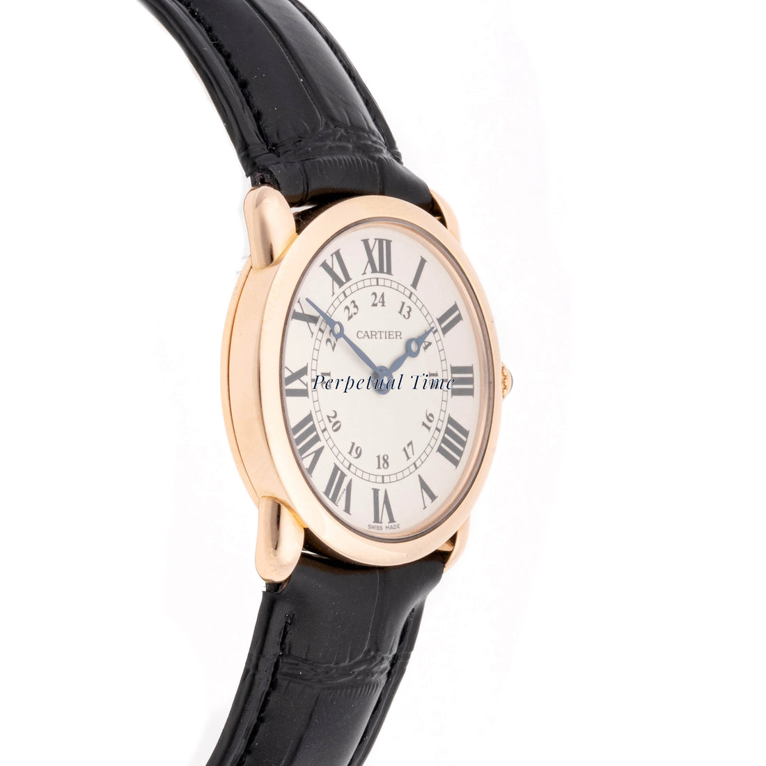 Cartier Ronde Louis Silver Roman Dial on Leather Strap W6800151