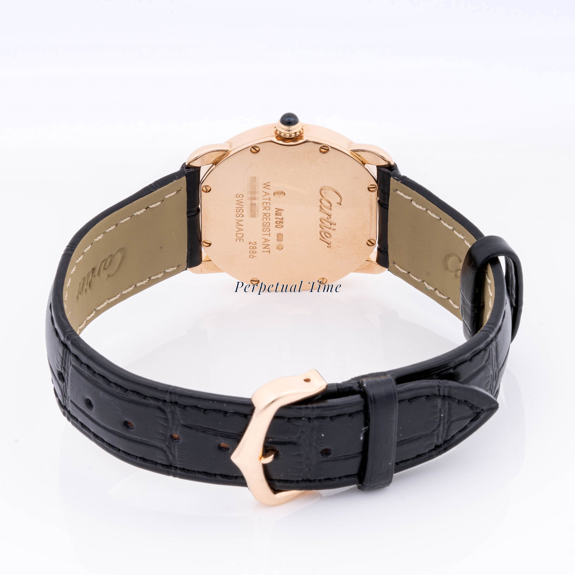 Cartier Ronde Louis Silver Roman Dial on Leather Strap band W6800151
