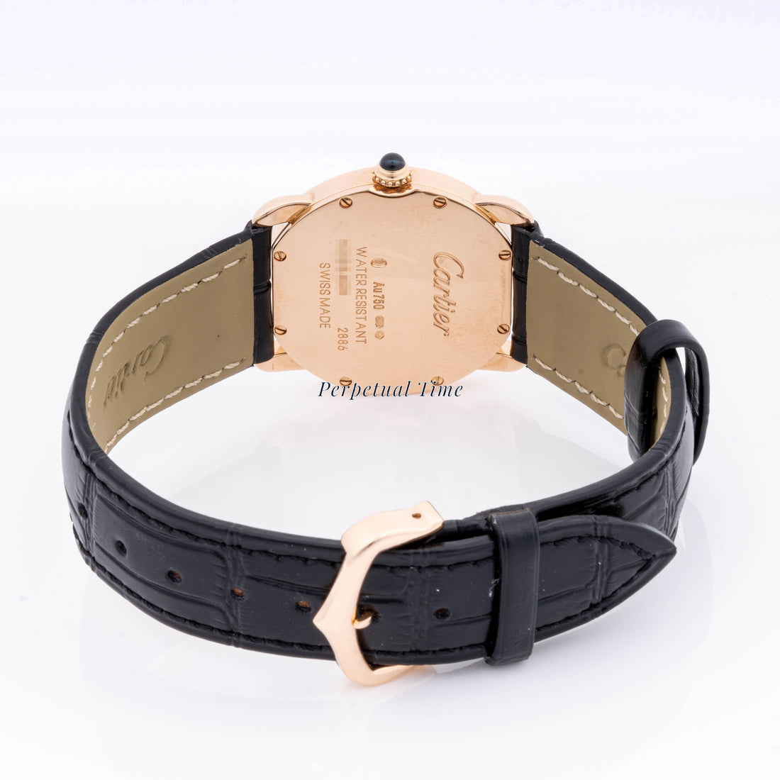 Cartier Ronde Louis Silver Roman Dial on Leather Strap band W6800151