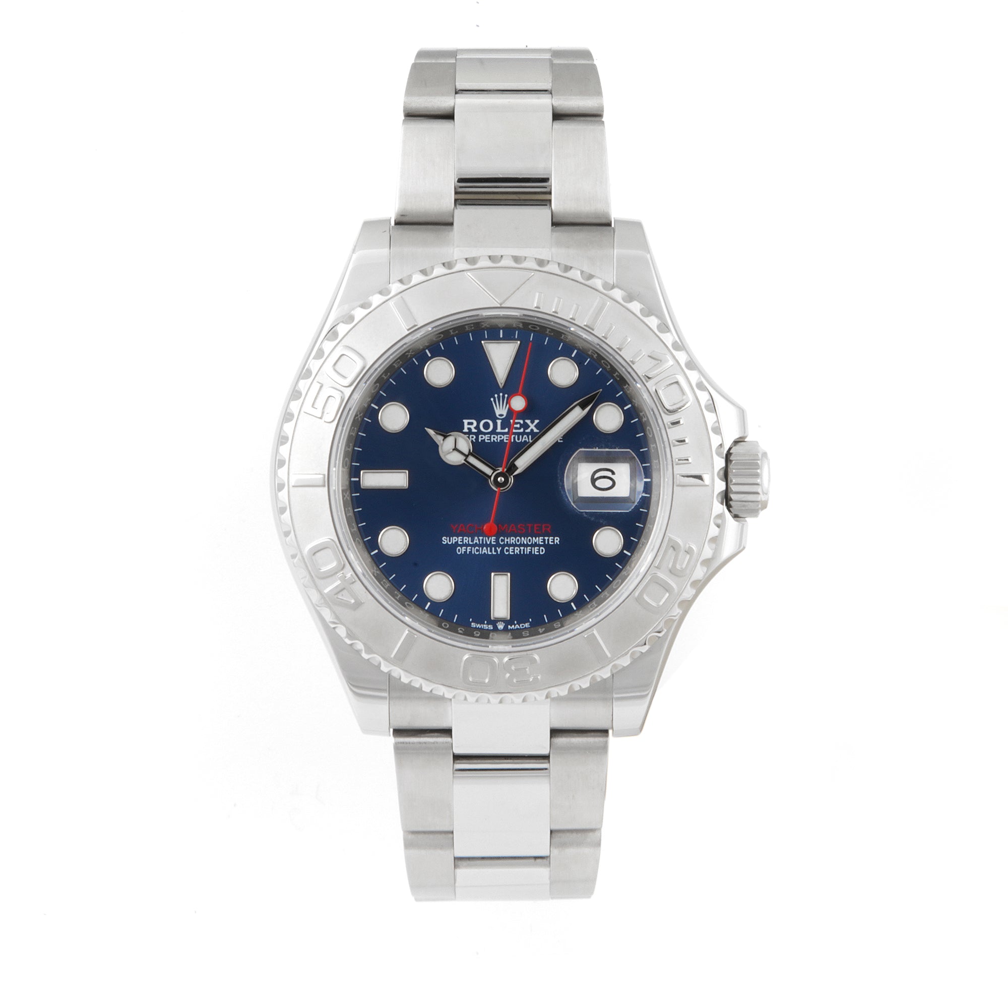 Rolex Yacht-Master 40mm Stainless Steel & Platinum 126622 Blue Dial | Luminous Round & Index hour markers, Rotatable bezel