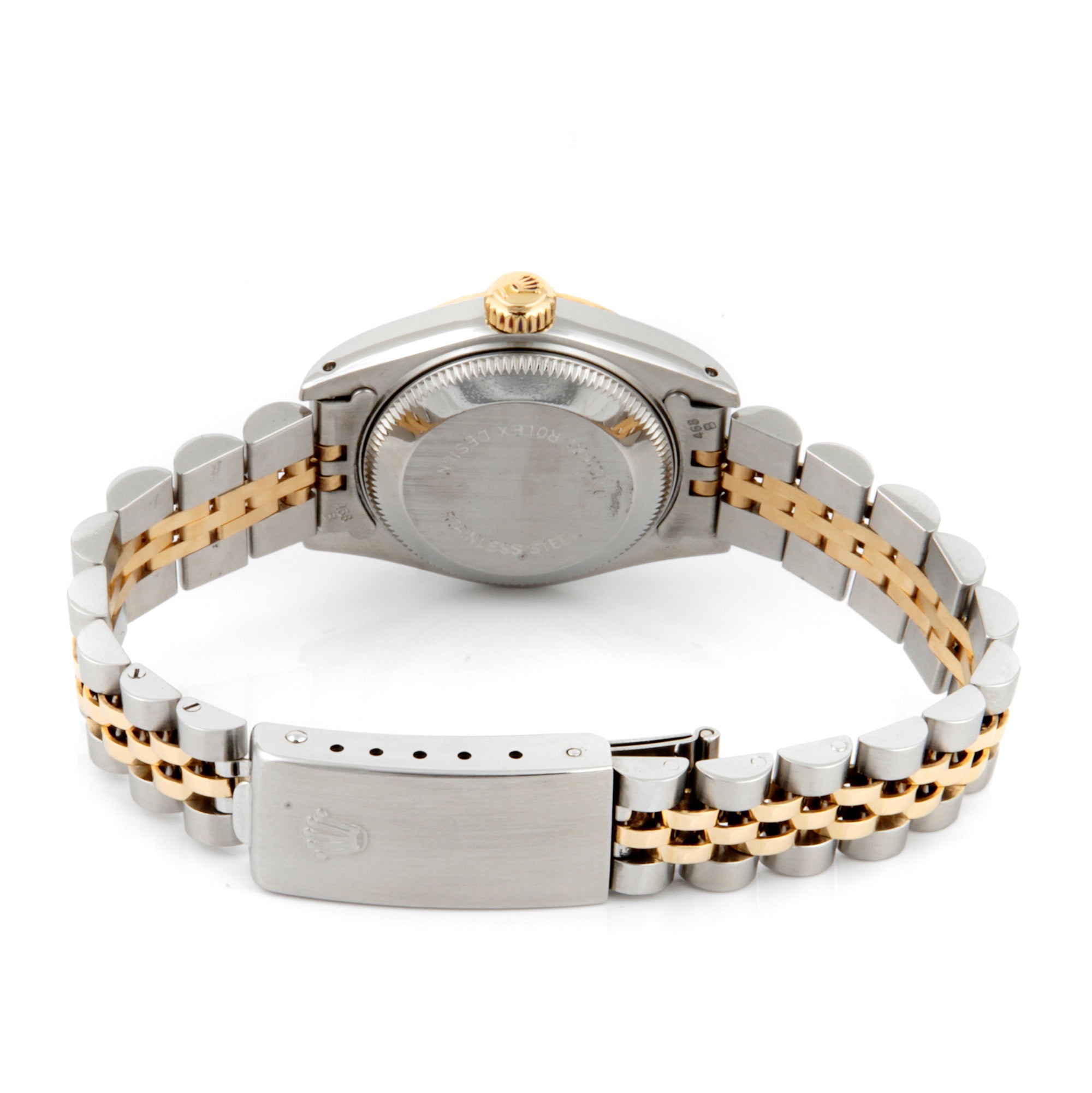 Rolex Datejust 26mm Stainless Steel & Yellow Gold 69173 Black Dial | Diamond 6-9 Arabic Numerals hour markers, Fluted bezel