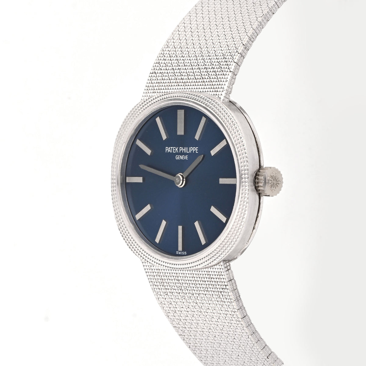 Patek Philippe Golden Ellipse 3581 Blue Dial, Mesh Bracelet