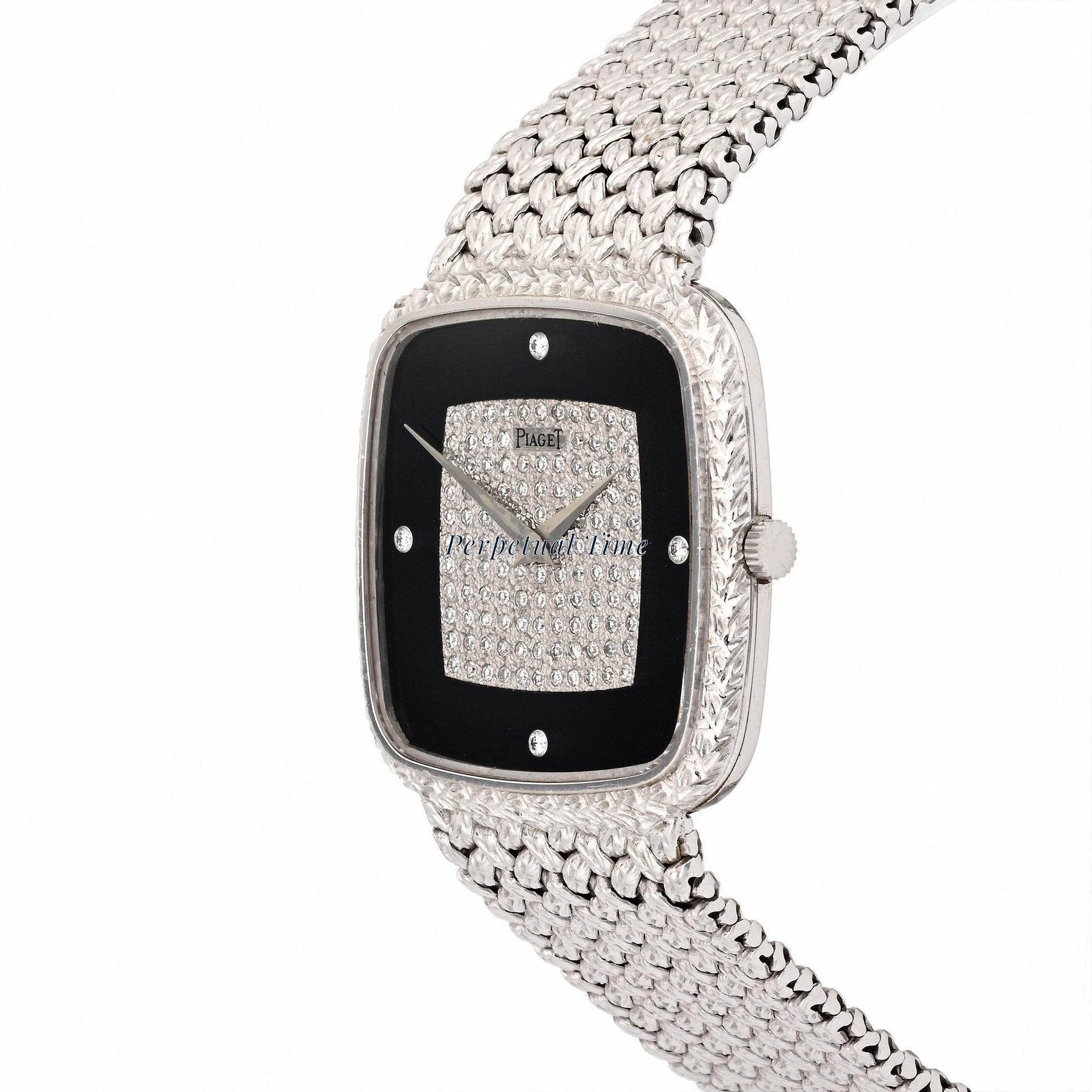 Piaget Tradition 18K White Gold Black Onyx Pavé Diamond 9771 D2