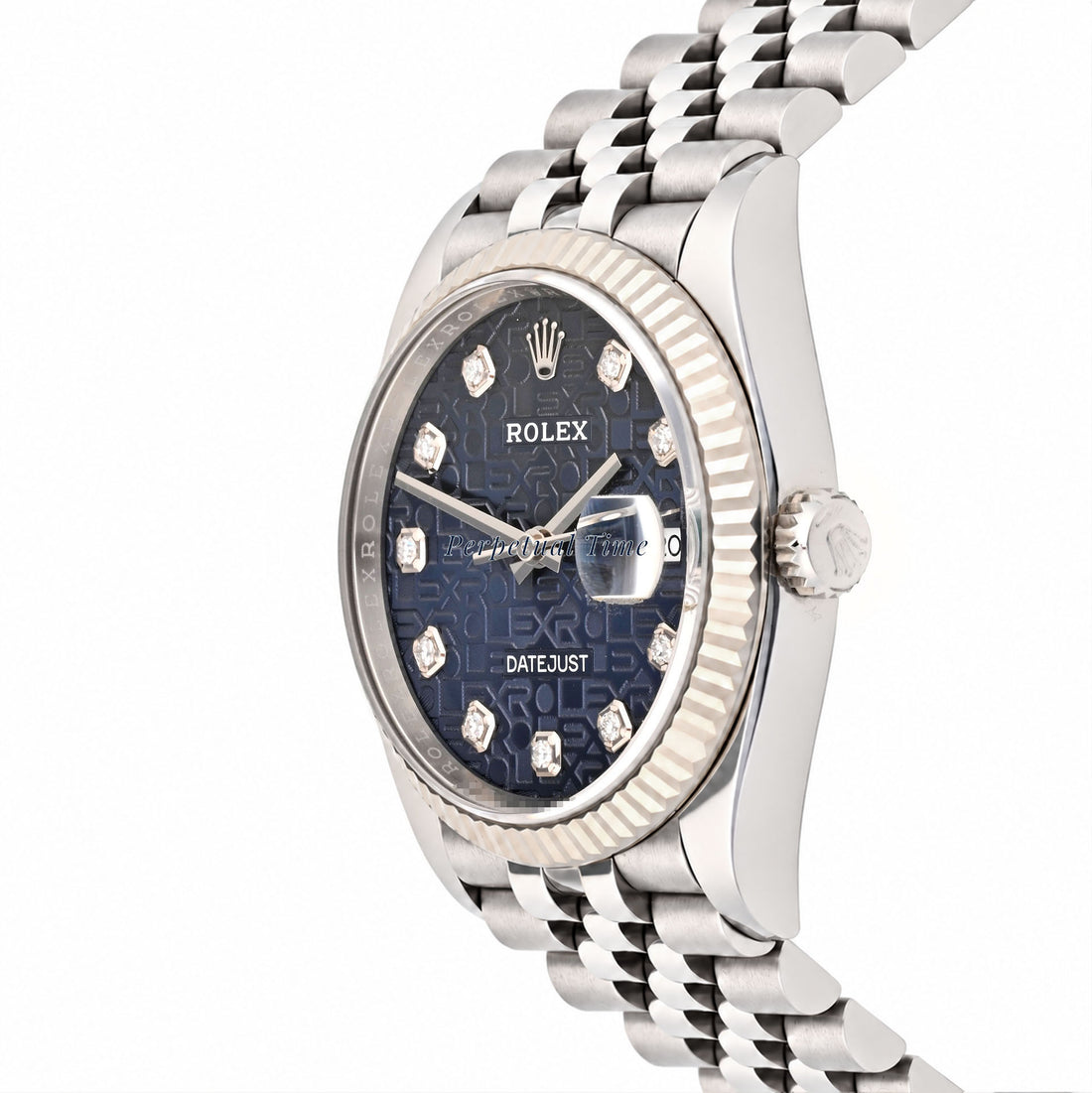 Rolex Datejust 36mm Blue Computer Diamond Dial 126234 Fluted Bezel Jubilee Band
