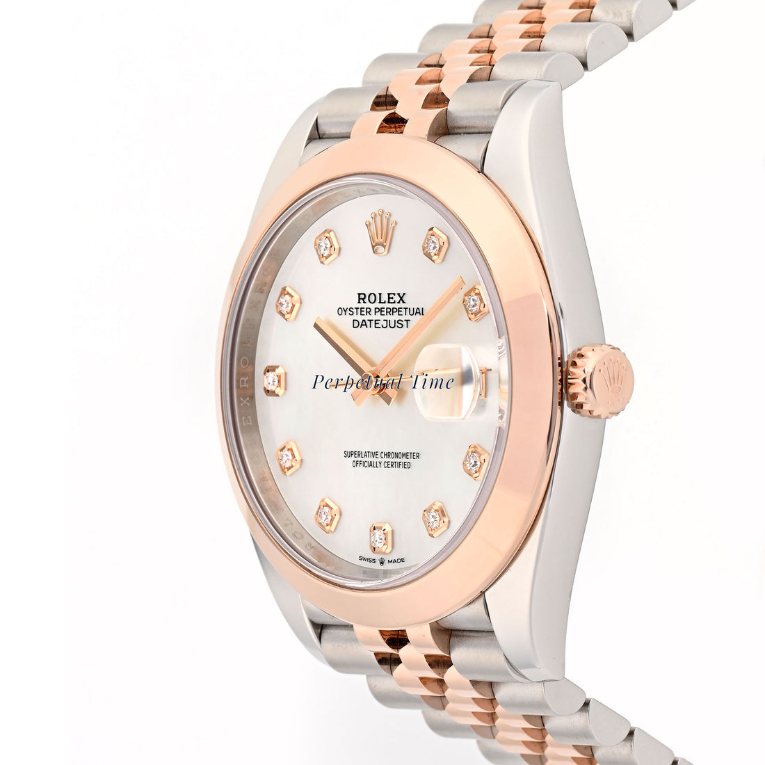 Rolex Datejust 41 White MOP Diamond Dial 126301 Smooth Bezel Jubilee Band Card 2021