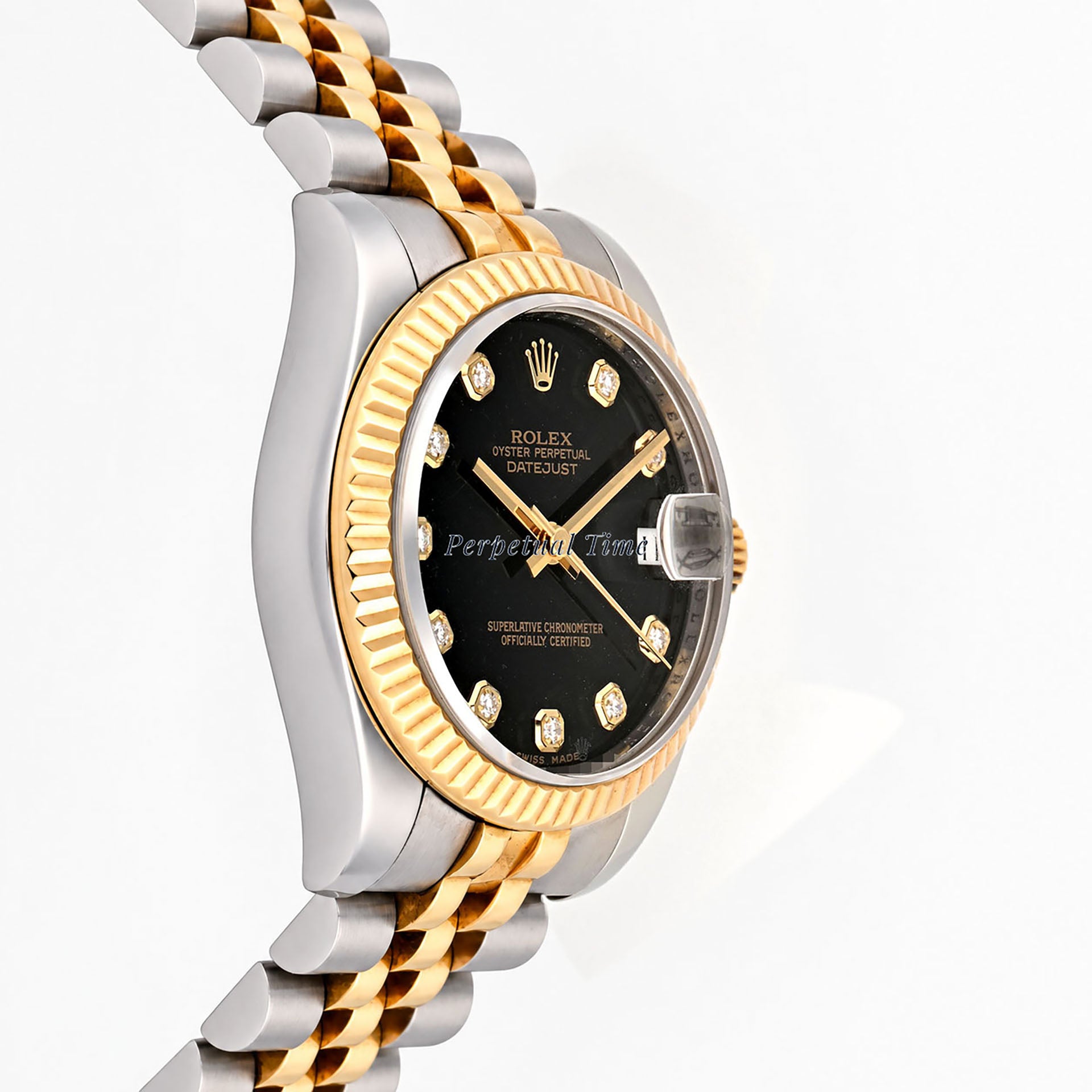 Rolex Datejust 31mm Black Diamond Dial 178273 Two Tone Jubilee Band Card 2013