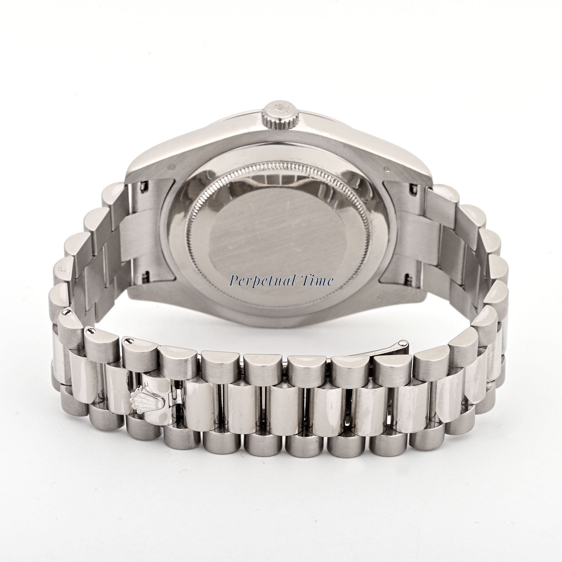 Rolex Day-Date 41mm Silver Diamond & Sapphire Dial 218239 Fluted Bezel President Band