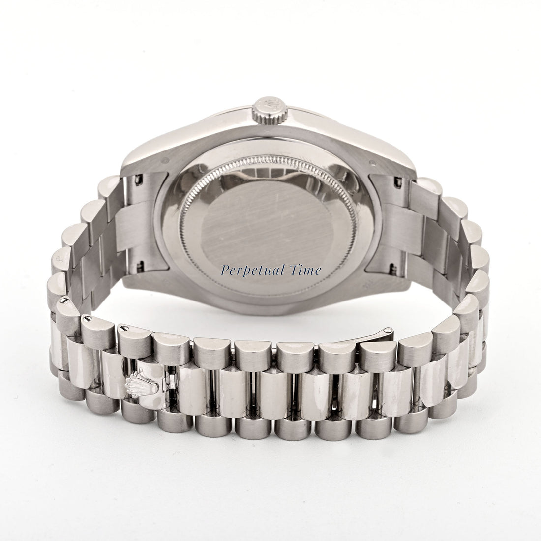Rolex Day-Date 41mm Silver Diamond & Sapphire Dial 218239 Fluted Bezel President Band