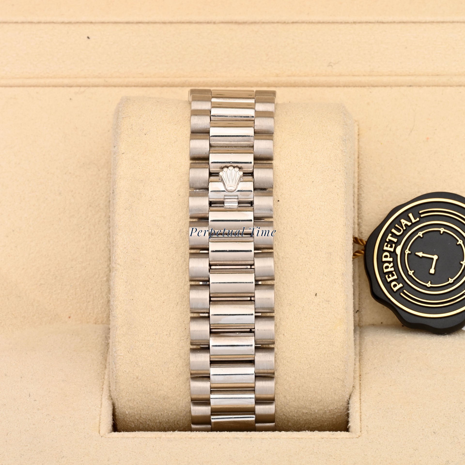 Rolex Day-Date 41mm Silver Diamond & Sapphire Dial 218239 Fluted Bezel President Band