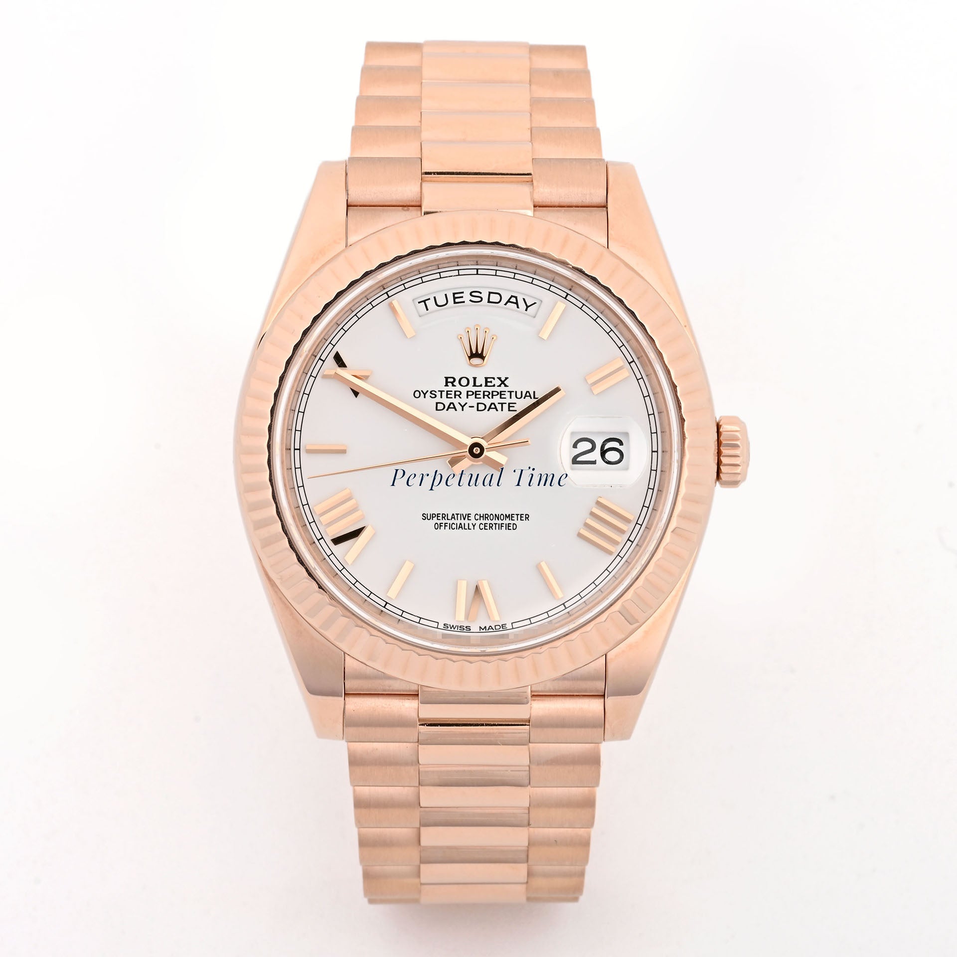 Rolex Day-Date 40mm Rose Gold White Roman Dial 228235 Card 2019