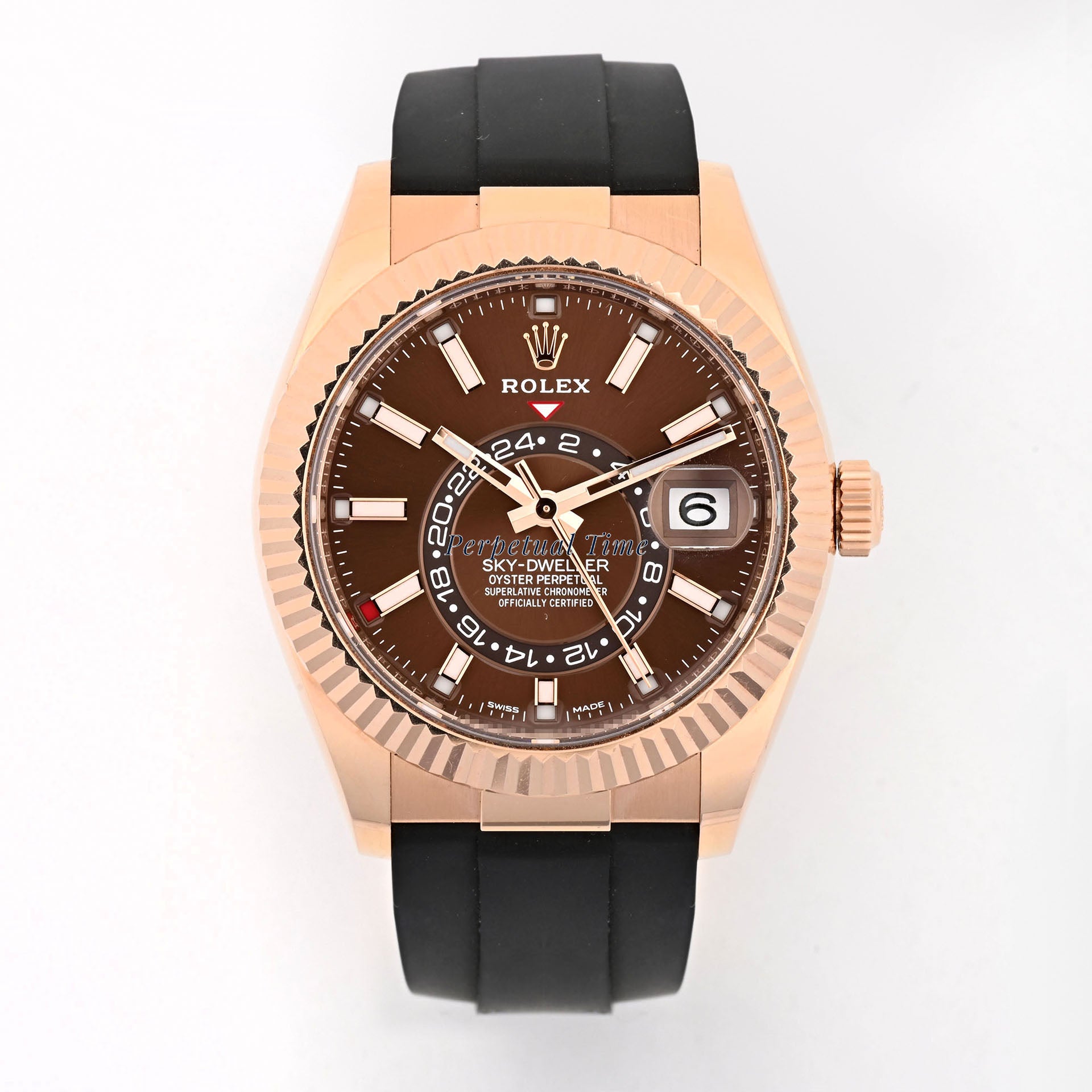 Rolex Sky-Dweller Rose Gold Oysterflex Chocolate Dial 326235 With Card 2022