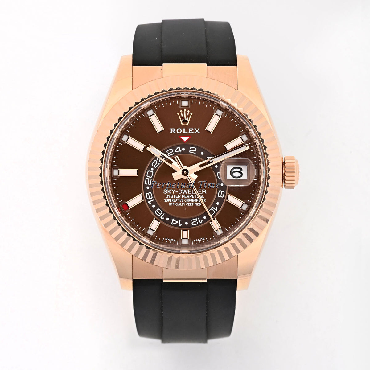 Rolex Sky-Dweller Rose Gold Oysterflex Chocolate Dial 326235 With Card 2022