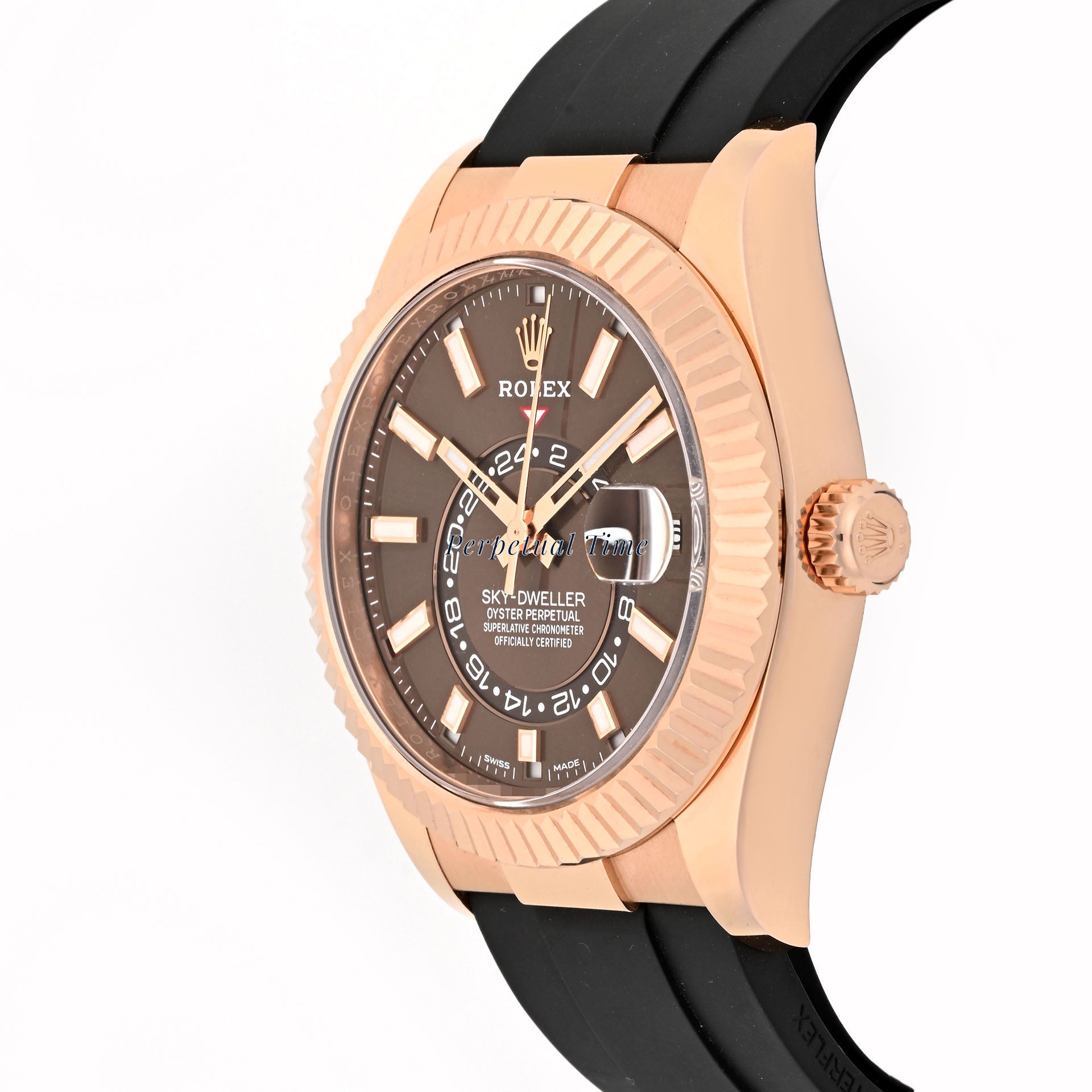 Rolex Sky-Dweller Rose Gold Oysterflex Chocolate Dial 326235 With Card 2022