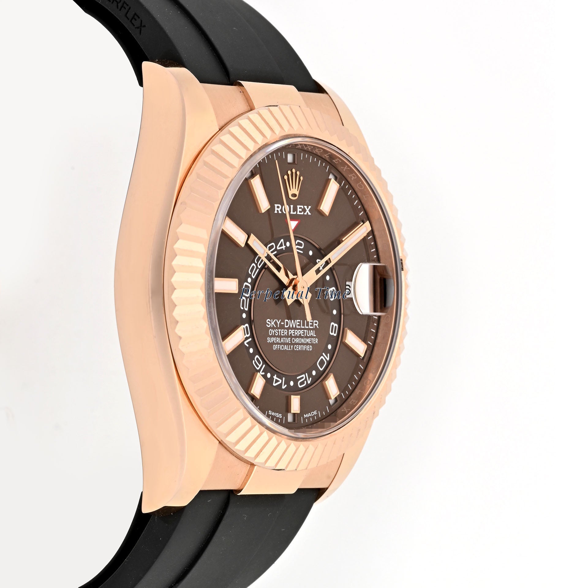 Rolex Sky-Dweller Rose Gold Oysterflex Chocolate Dial 326235 With Card 2022