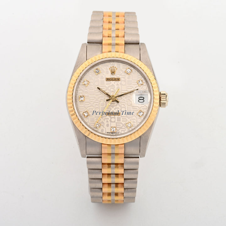 Rolex Datejust 31mm Silver Computer Diamond Dial 68279 Fluted Bezel President Band