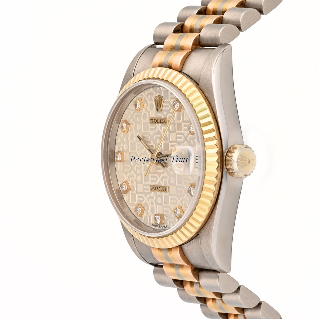 Rolex Datejust 31mm Silver Computer Diamond Dial 68279 Fluted Bezel President Band