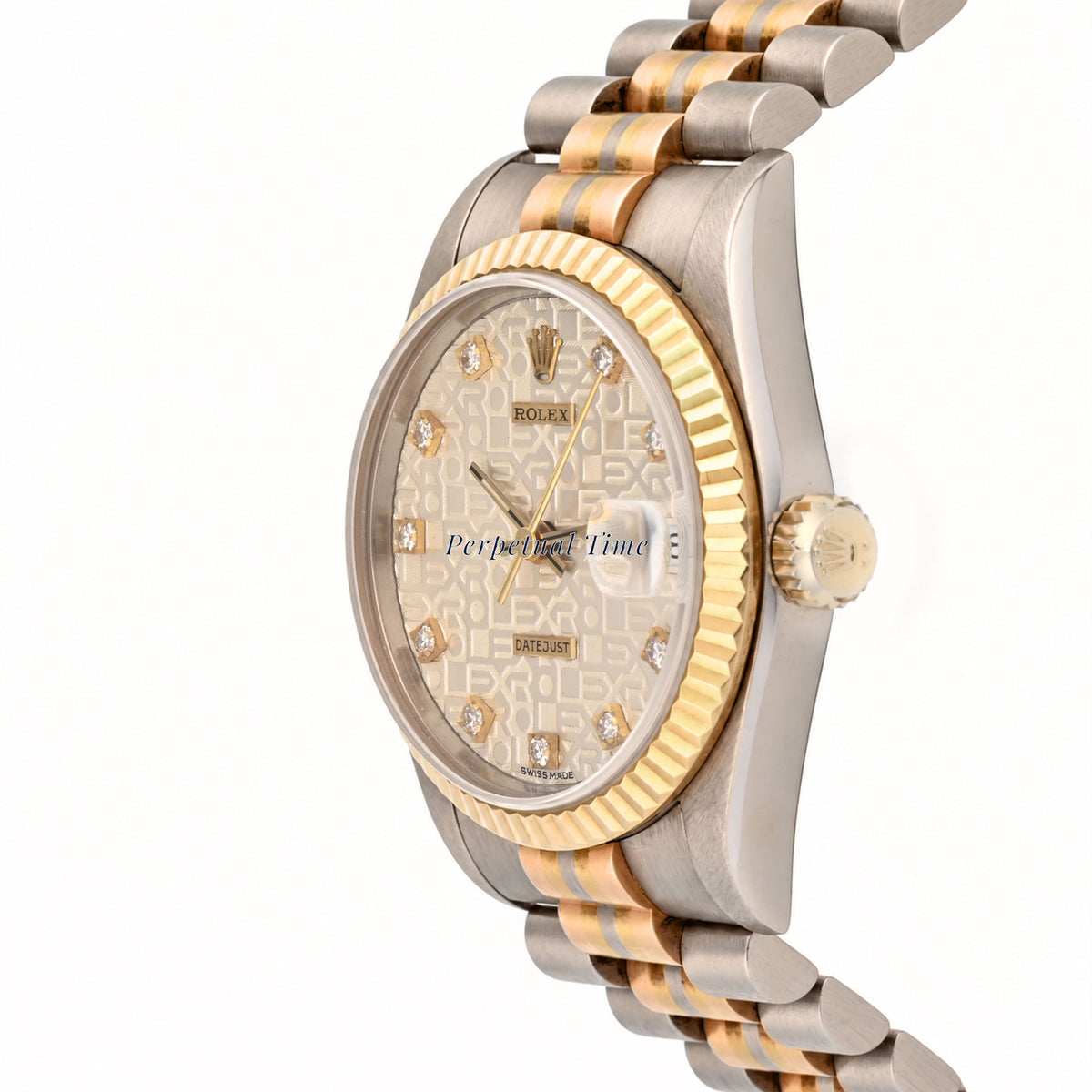 Rolex Datejust 31mm Silver Computer Diamond Dial 68279 Fluted Bezel President Band