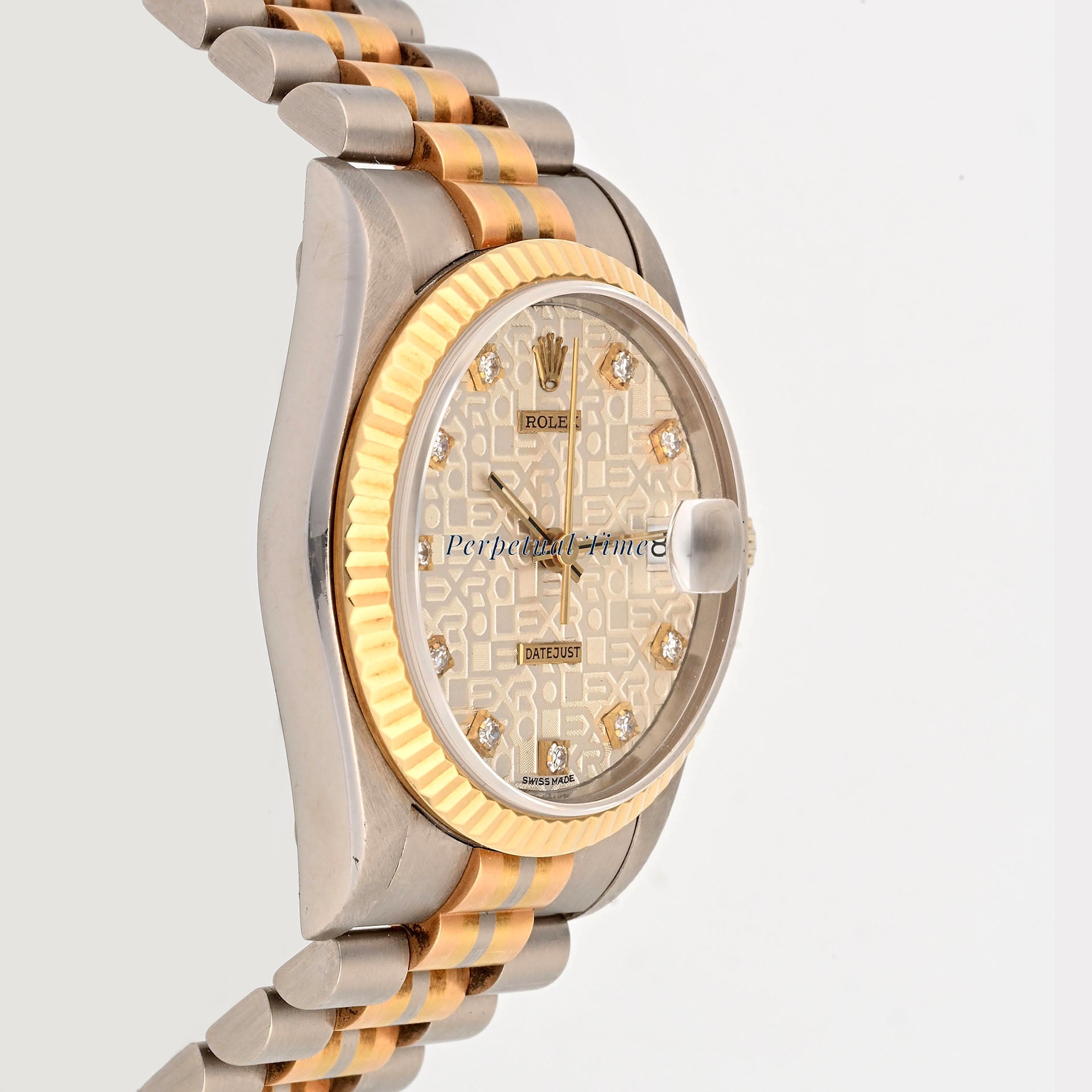 Rolex Datejust 31mm Silver Computer Diamond Dial 68279 Fluted Bezel President Band