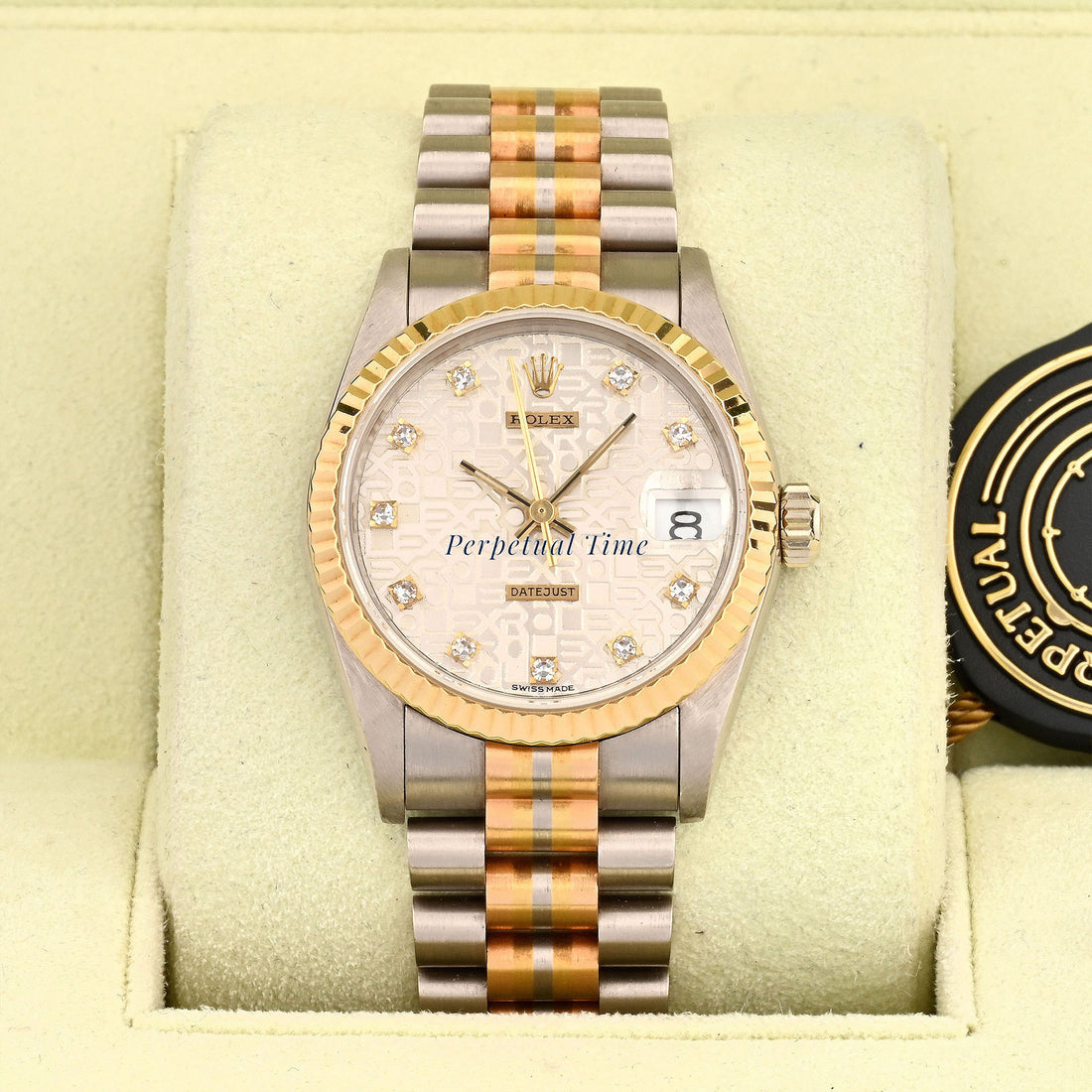 Rolex Datejust 31mm Silver Computer Diamond Dial 68279 Fluted Bezel President Band
